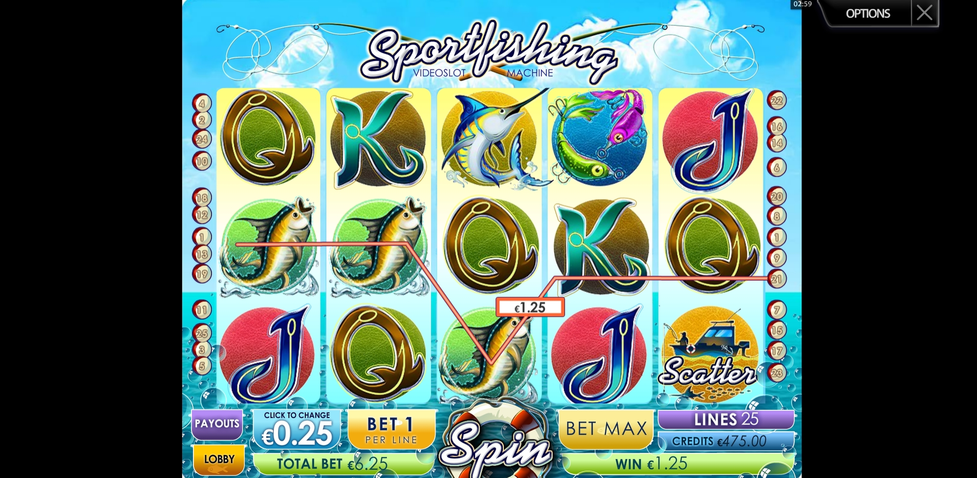 Win Money in Sportsfishing Free Slot Game by Multislot