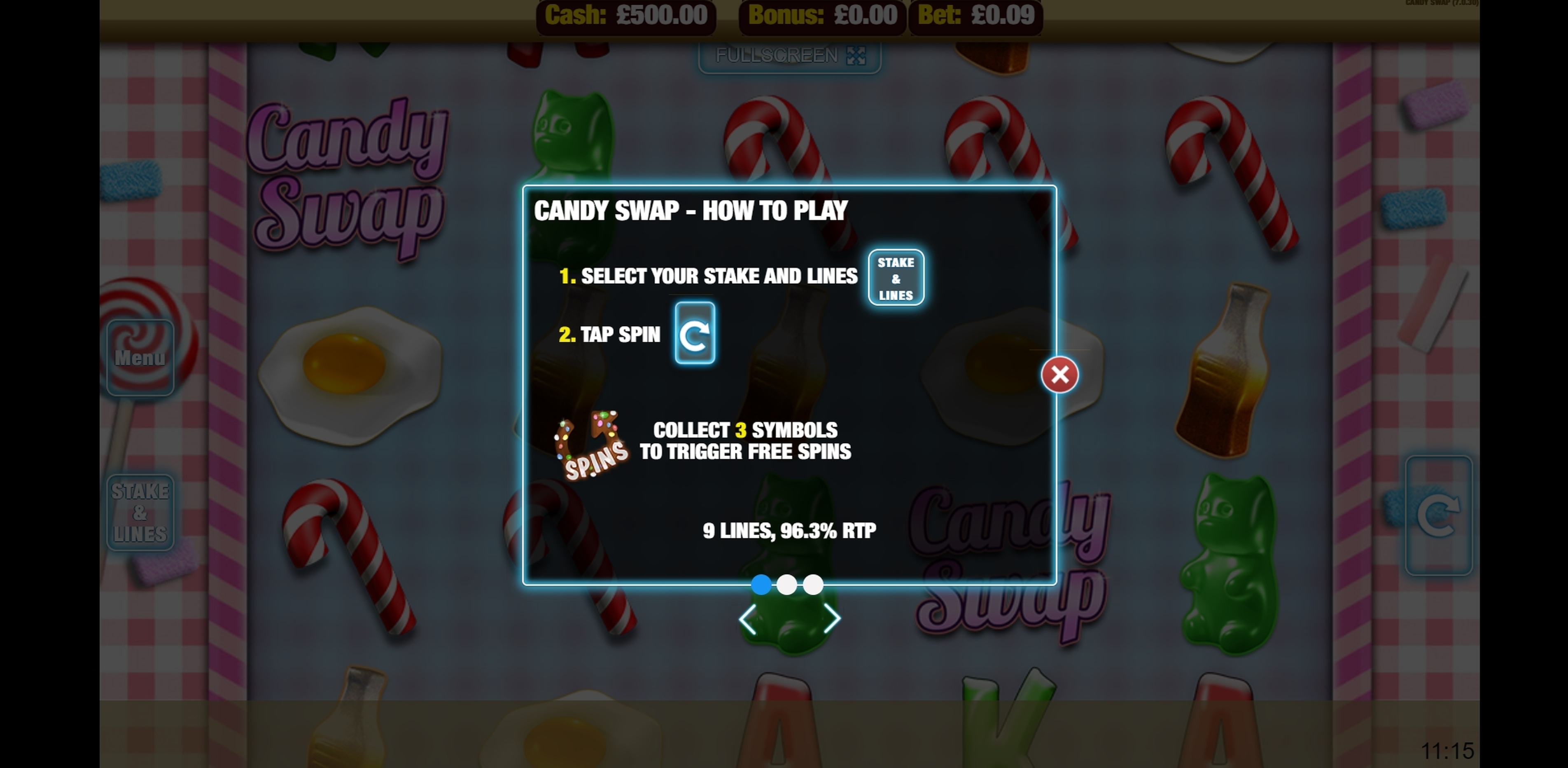 Info of Candy Swap Slot Game by Nektan