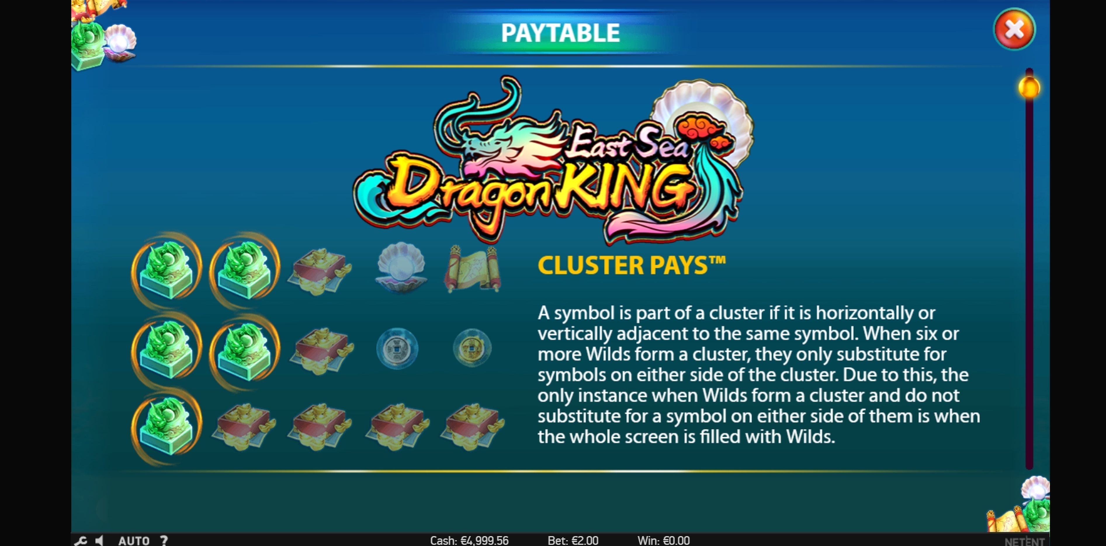 Info of East Sea Dragon King Slot Game by NetEnt