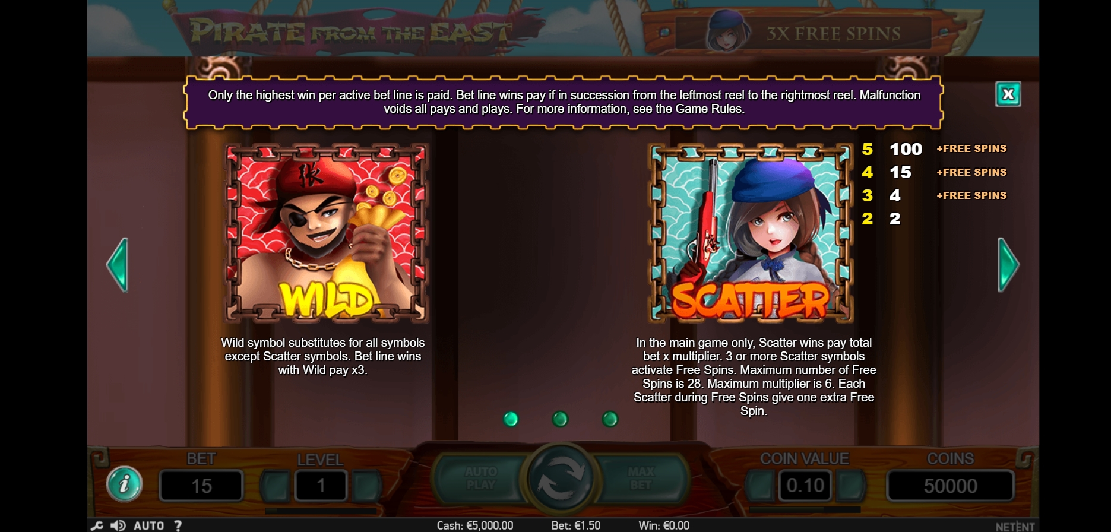Info of Pirate From the East Slot Game by NetEnt
