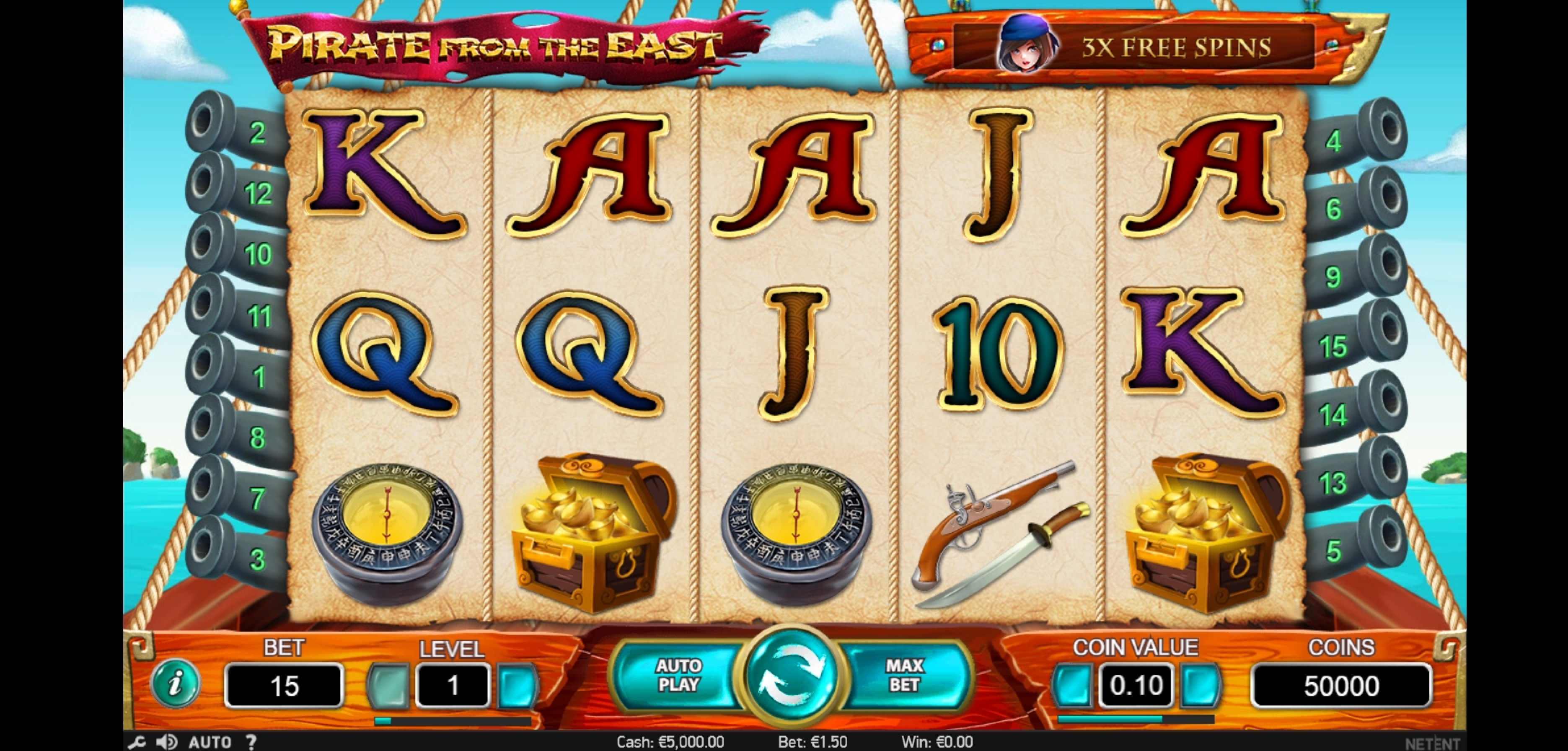 Reels in Pirate From the East Slot Game by NetEnt