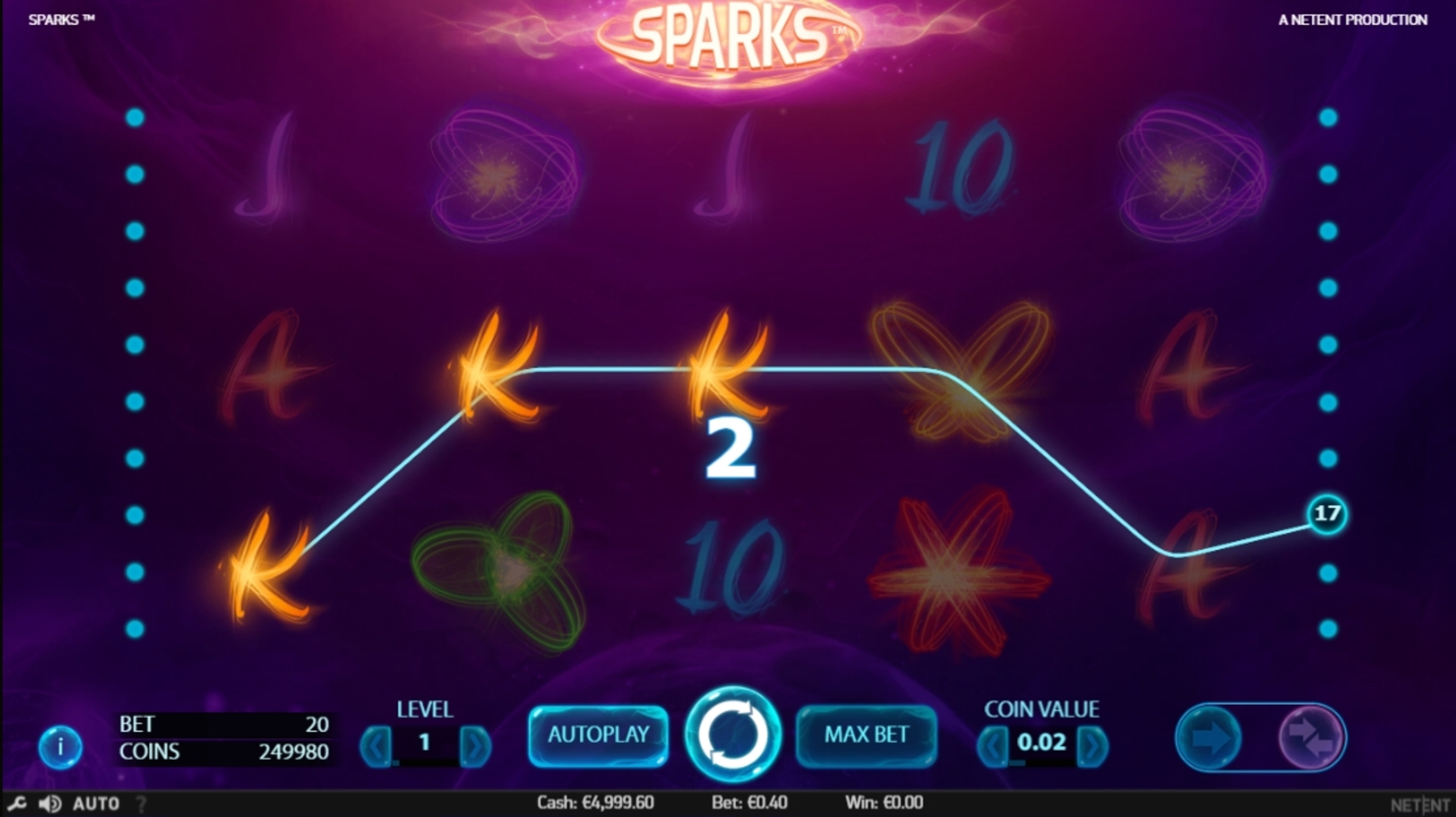 Win Money in Sparks Free Slot Game by NetEnt