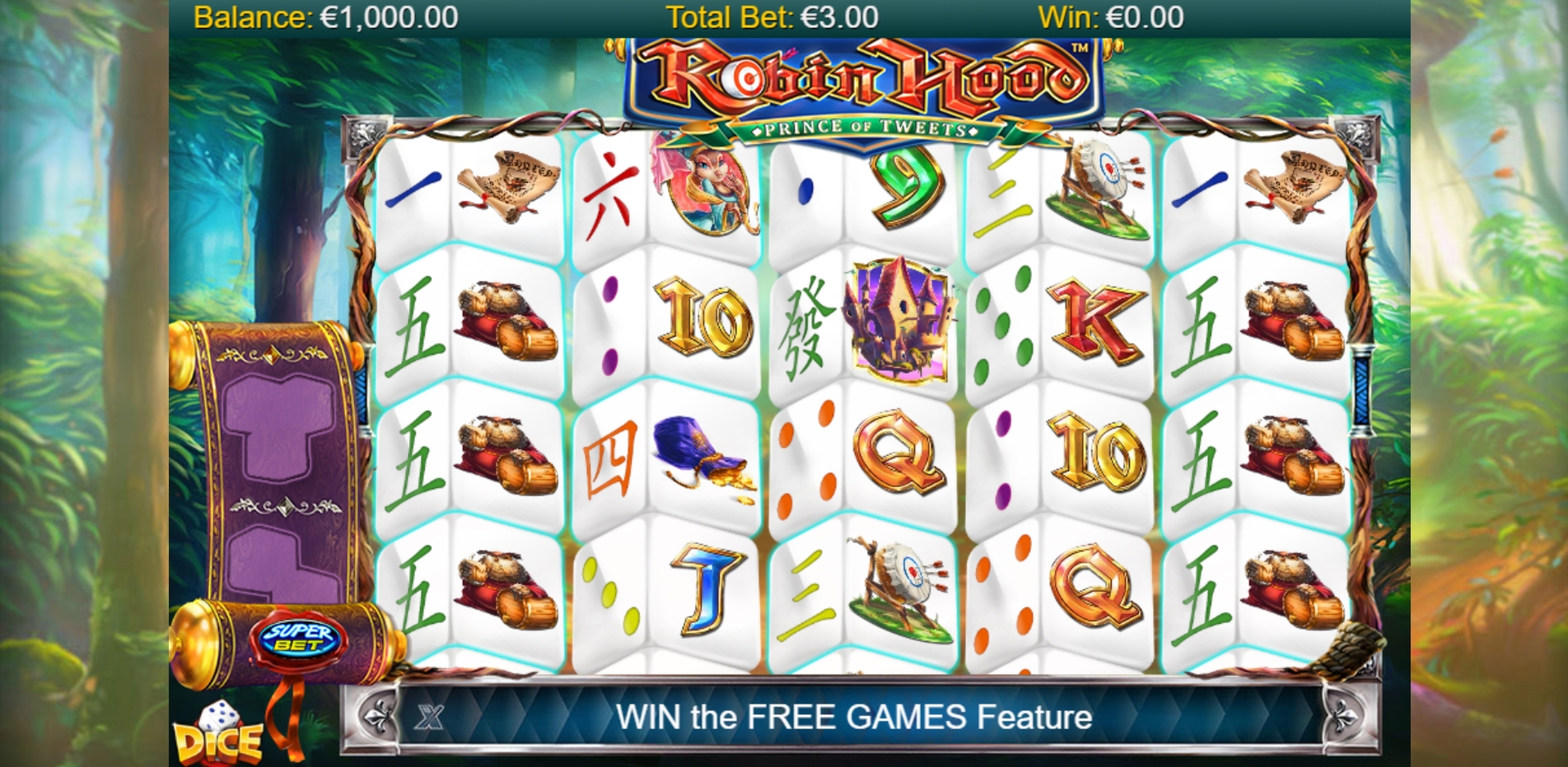 Reels in Robin Hood Prince of Tweets Dice Slot Game by NextGen Gaming