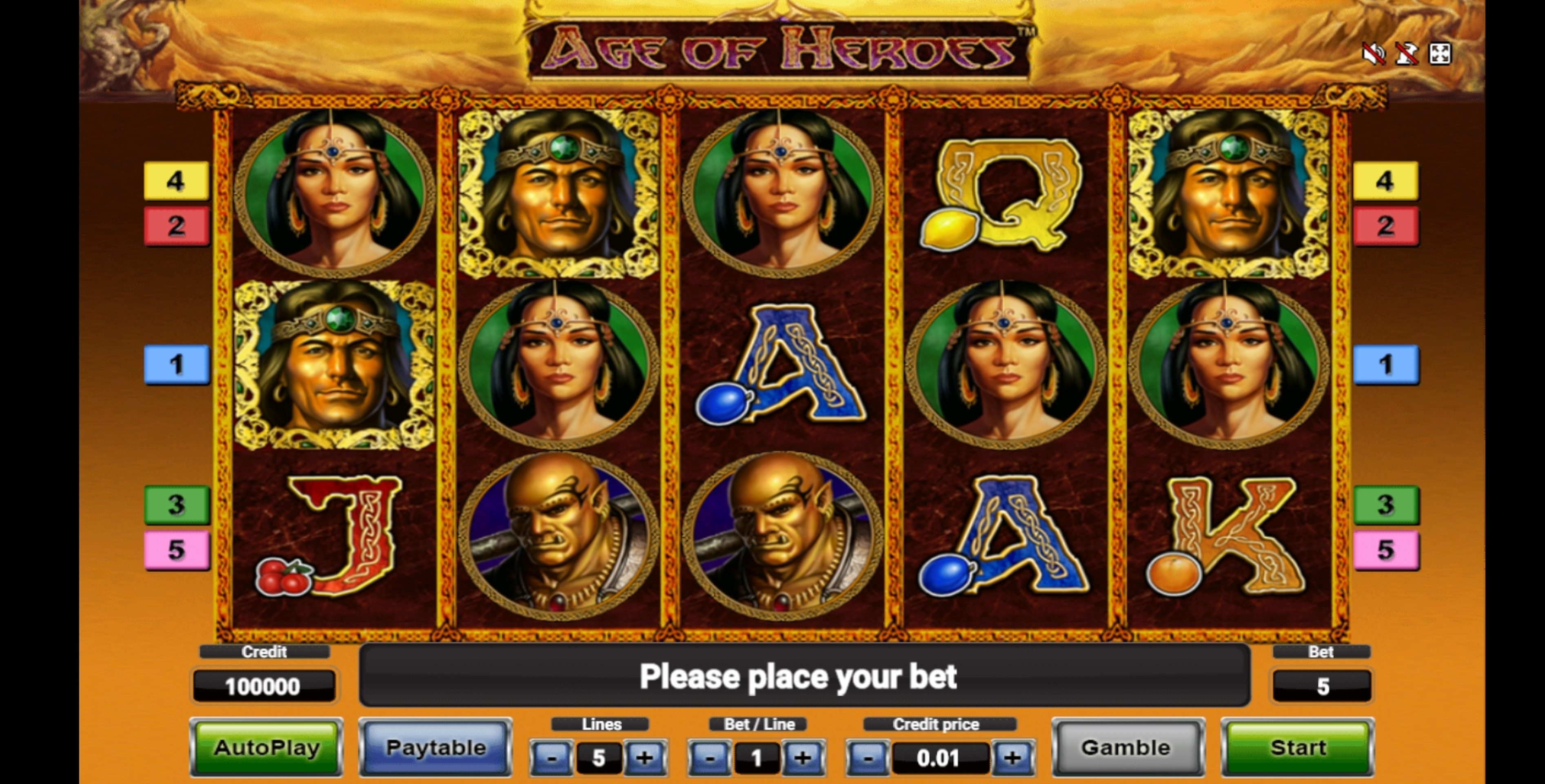 Reels in Age Of Heroes Deluxe Slot Game by Novomatic