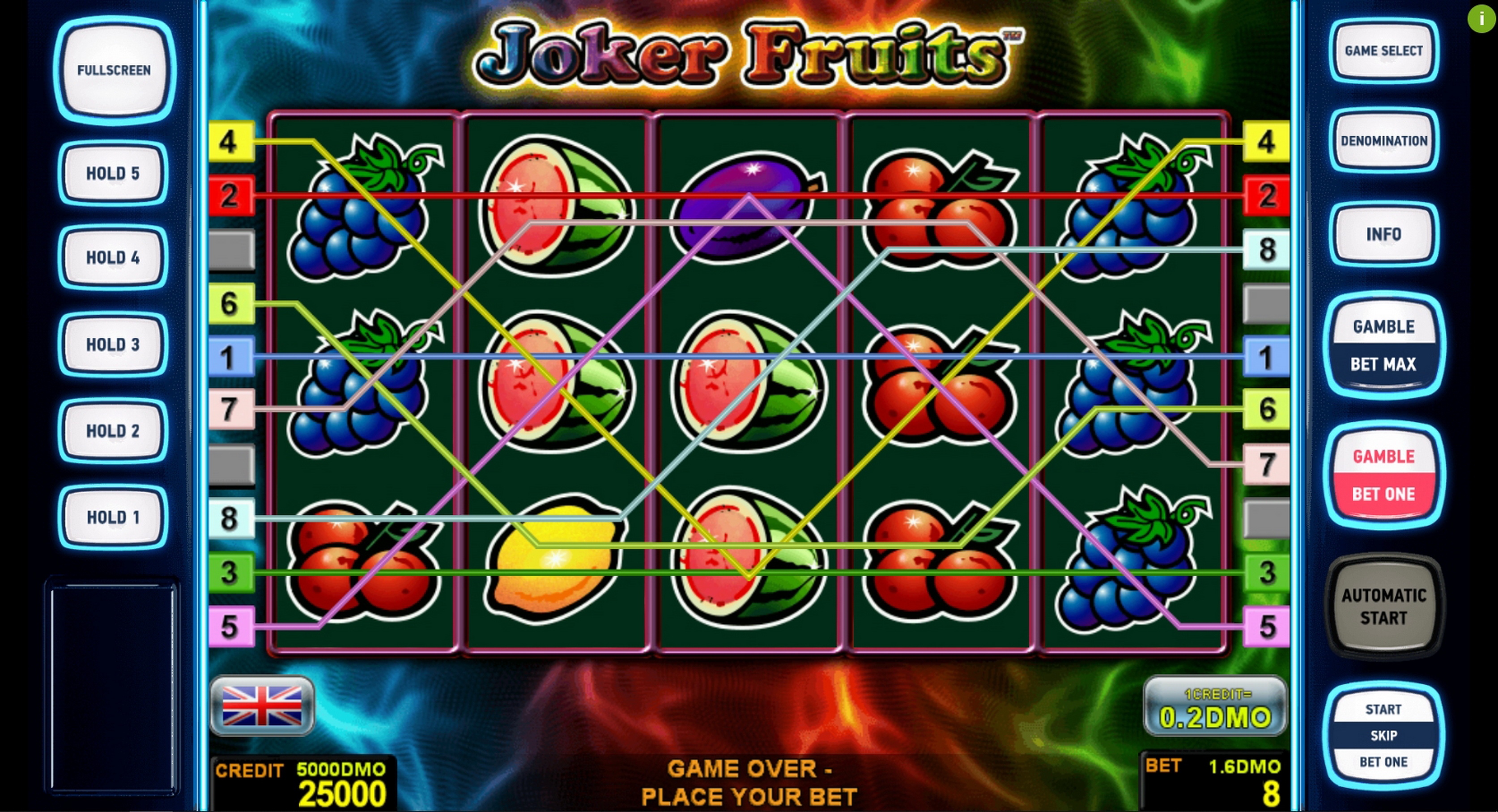 Reels in Joker Fruits Deluxe Slot Game by Novomatic