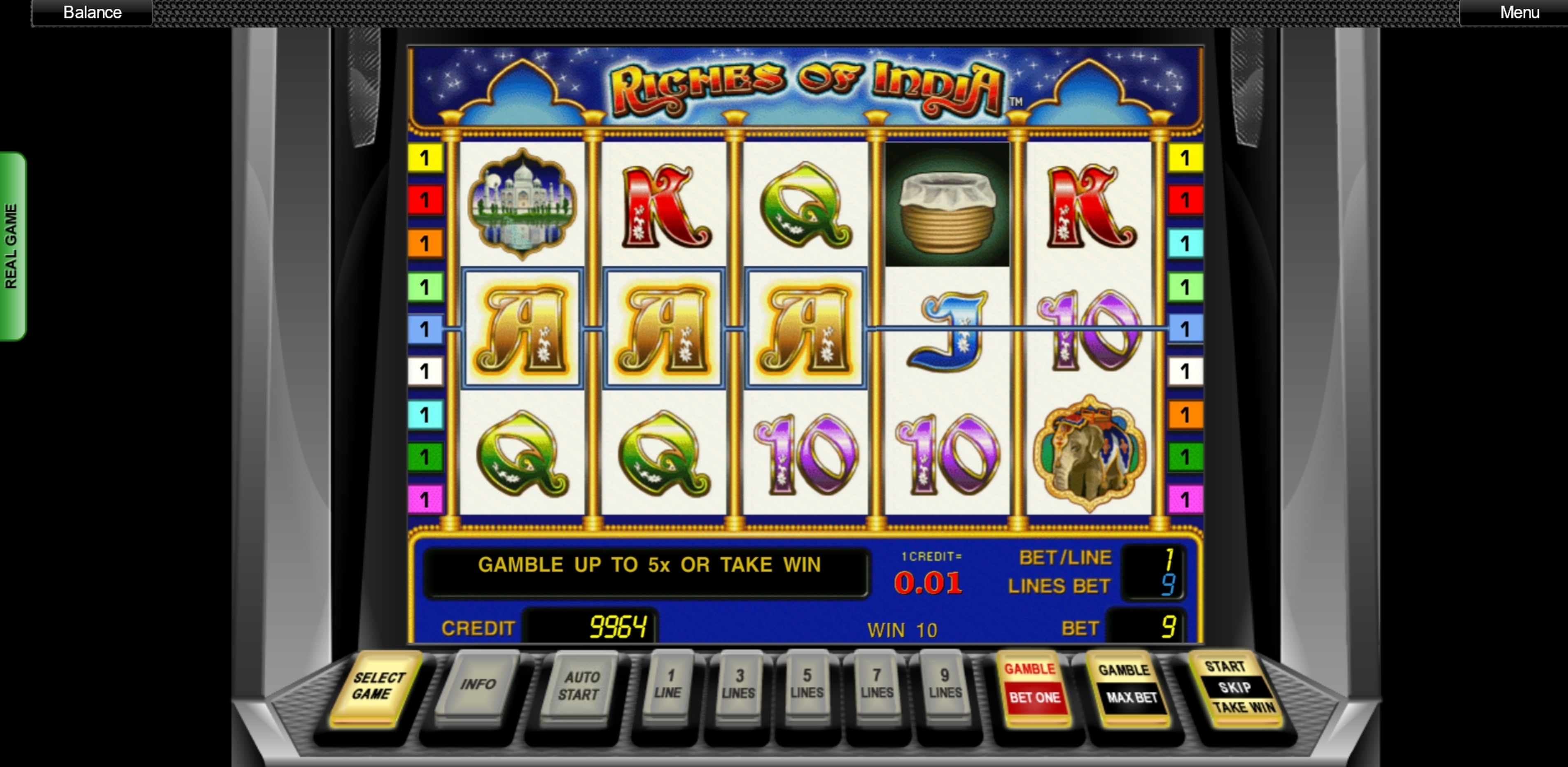 Win Money in Riches of India Free Slot Game by Novomatic