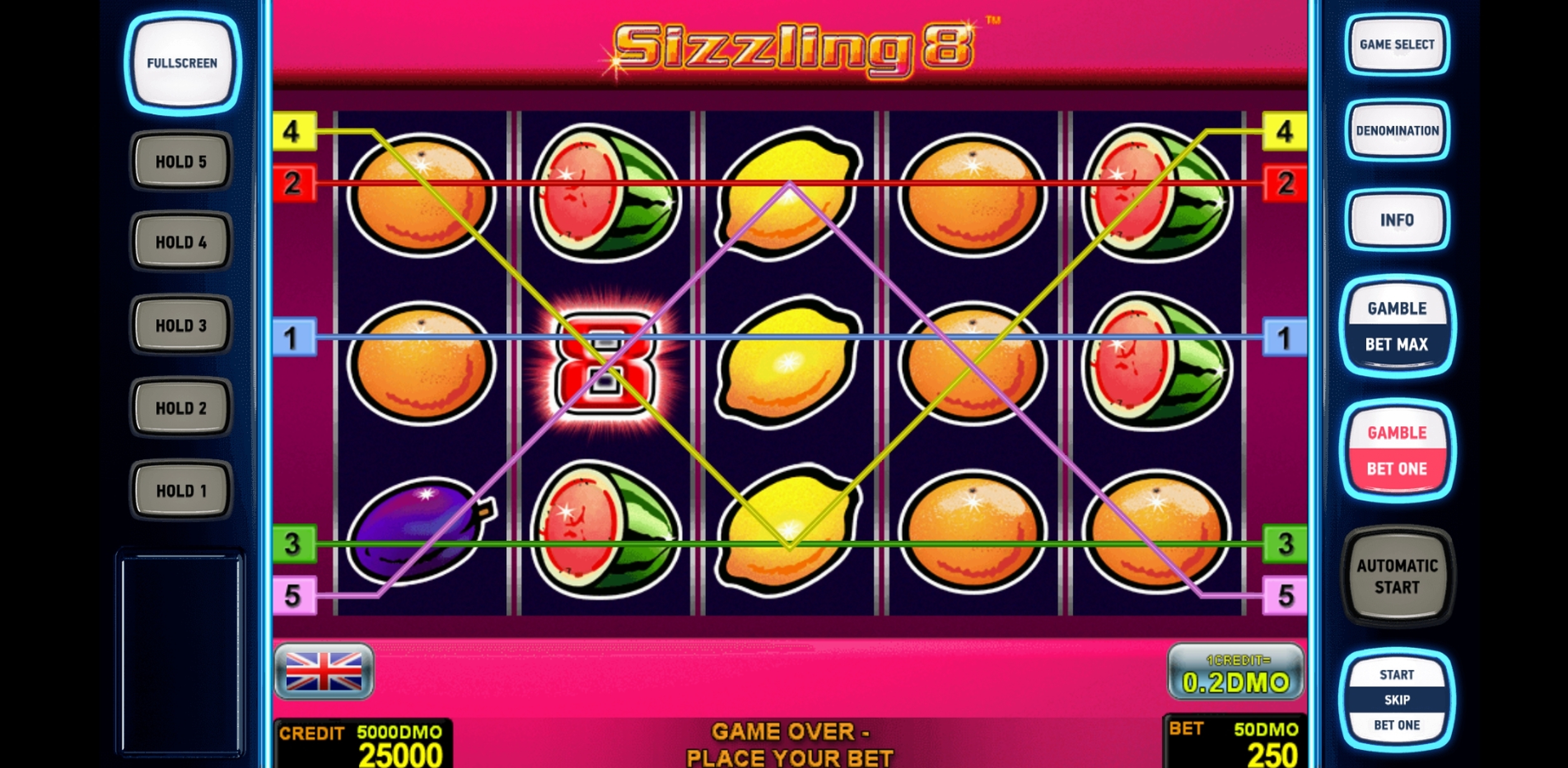 Reels in Sizzling 8 Deluxe Slot Game by Novomatic