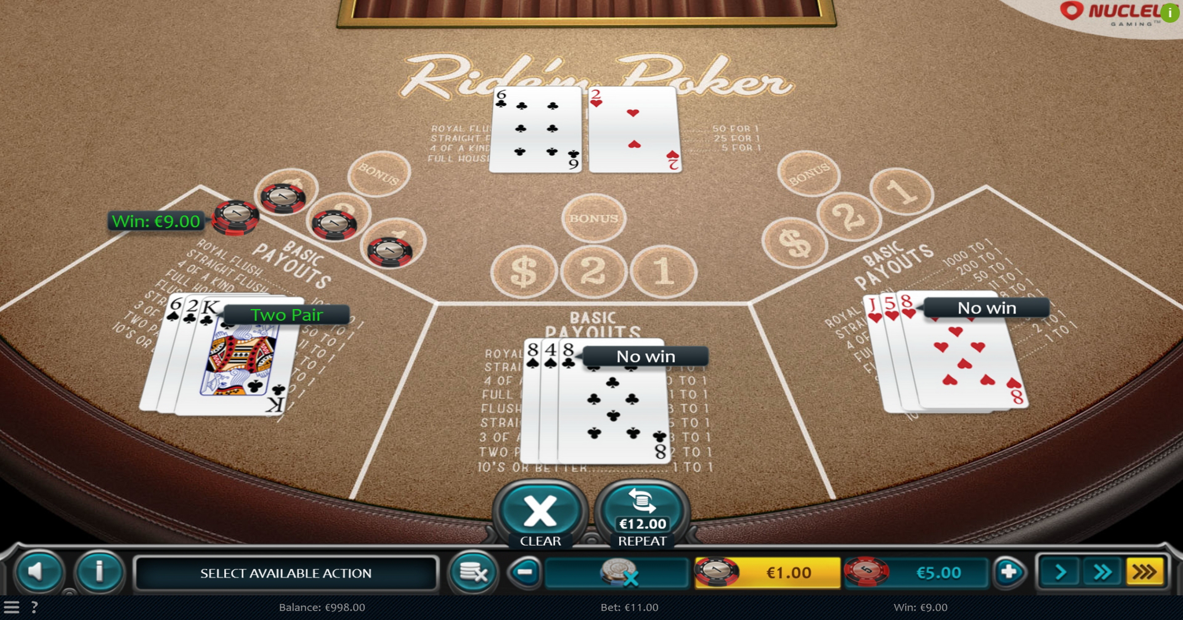 Win Money in Ride'm Poker Free Slot Game by Nucleus Gaming