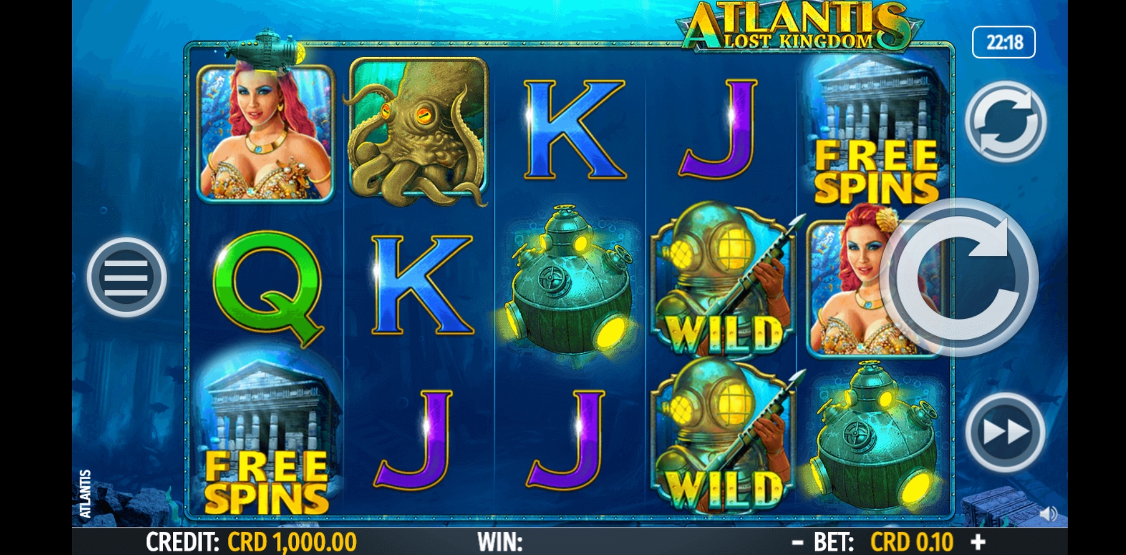 Reels in Atlantis Slot Game by Octavian Gaming