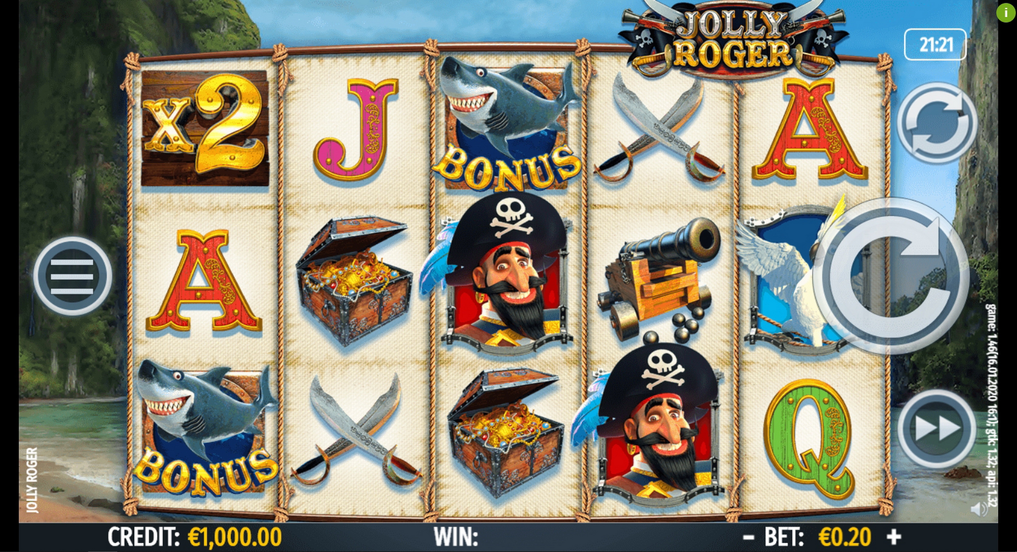 Reels in Jolly Roger Slot Game by Octavian Gaming