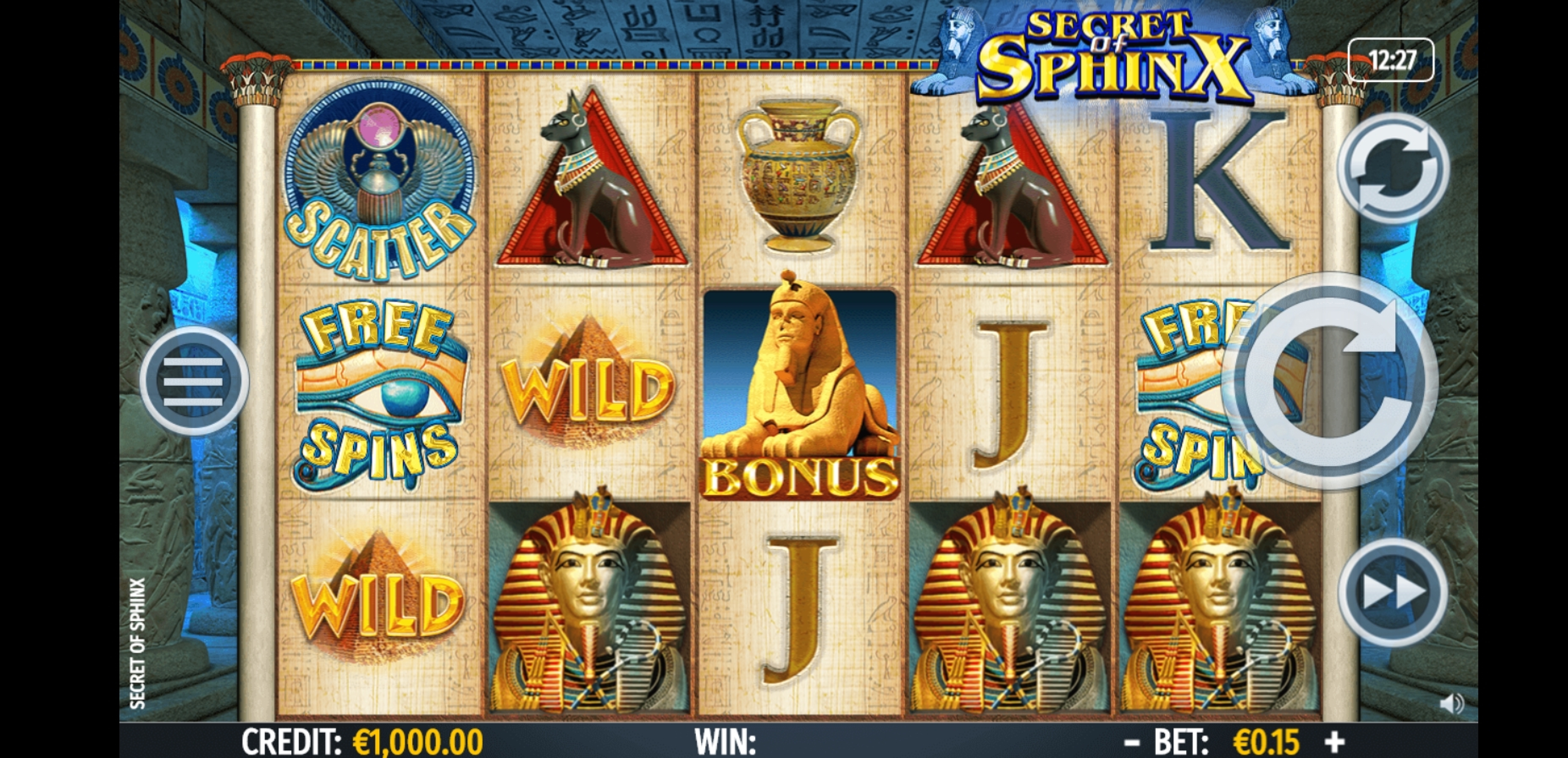 Reels in Secret of Sphinx Slot Game by Octavian Gaming
