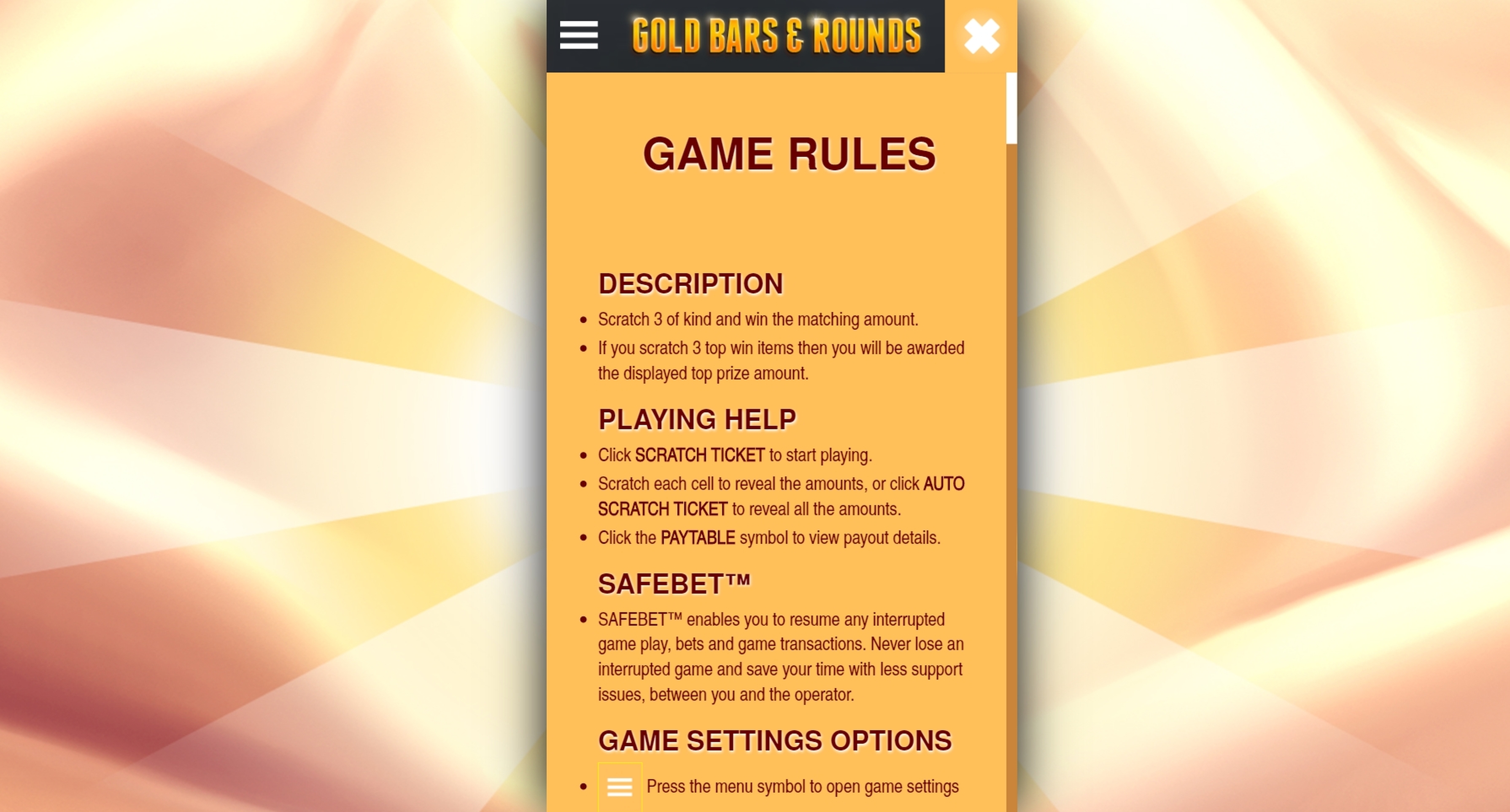 Info of Gold Bars & Rounds Slot Game by OMI Gaming