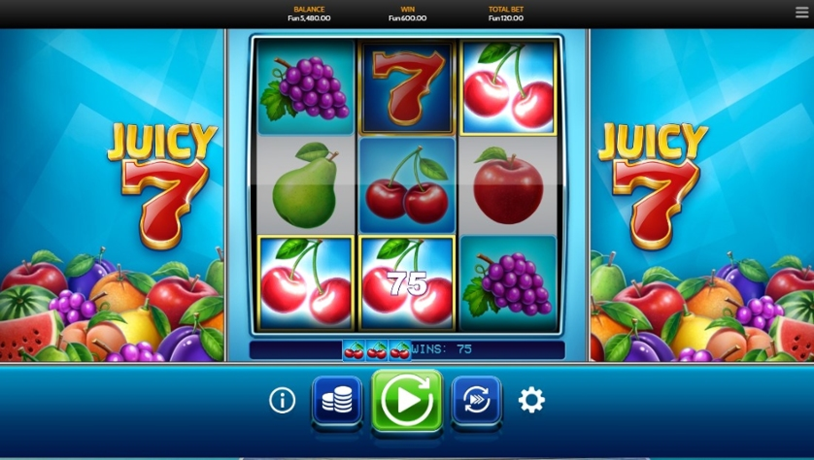 The Juicy 7 Online Slot Demo Game by OneTouch Games