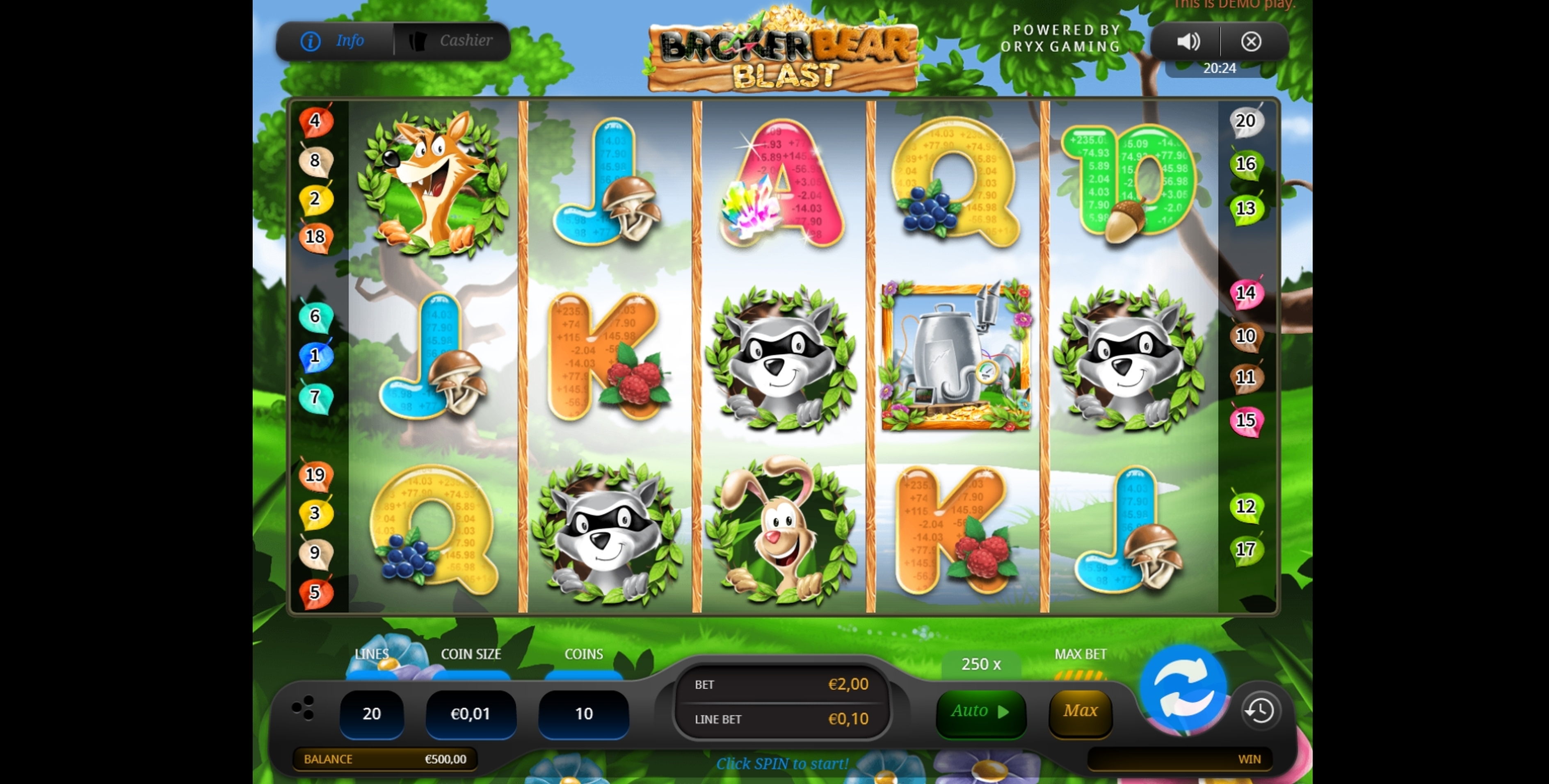 Reels in Broker Bear Blast Slot Game by Oryx Gaming