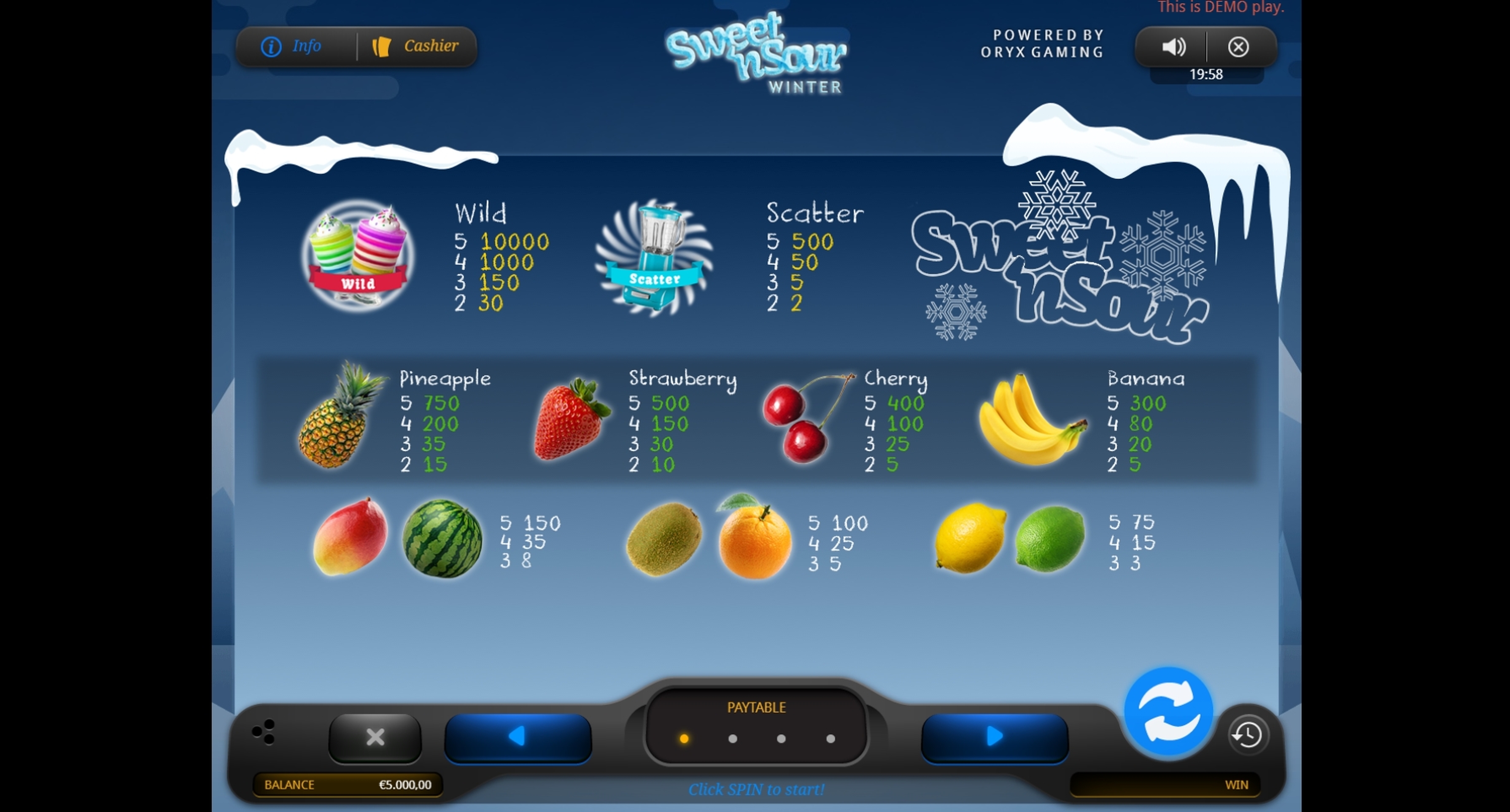 Info of Sweet n' Sour Winter Slot Game by Oryx Gaming