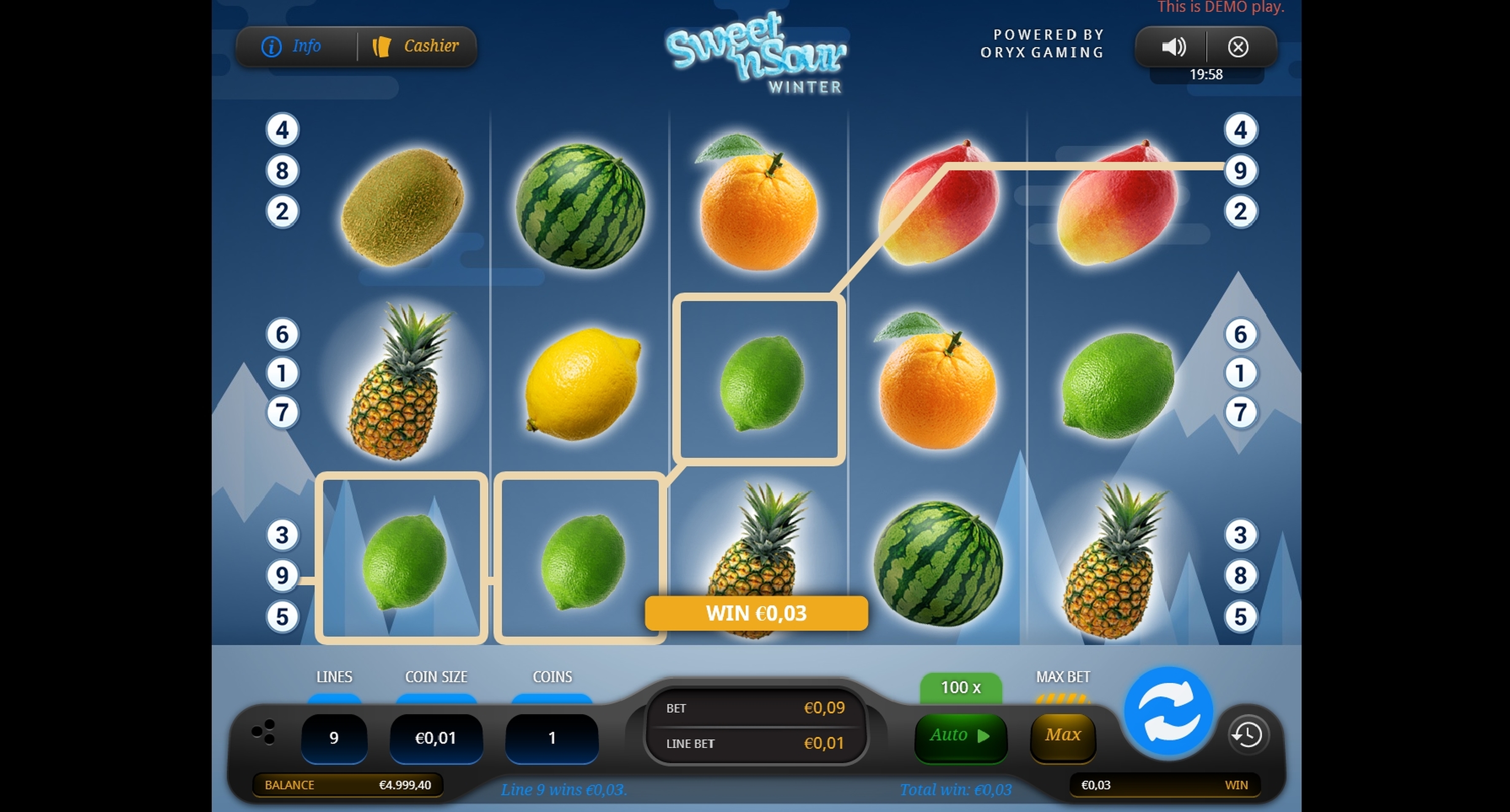 Win Money in Sweet n' Sour Winter Free Slot Game by Oryx Gaming
