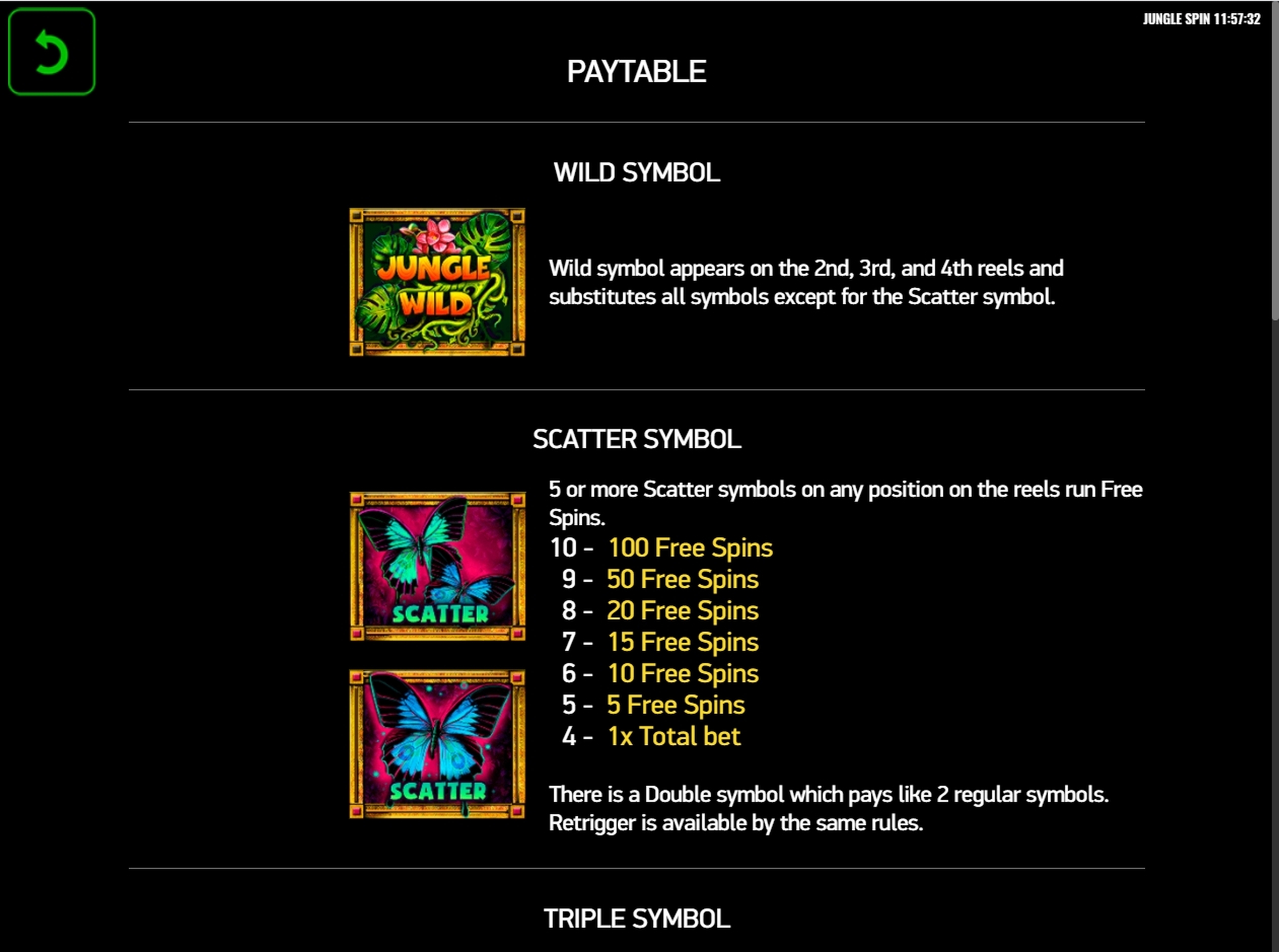 Info of Jungle Spin Slot Game by Platipus