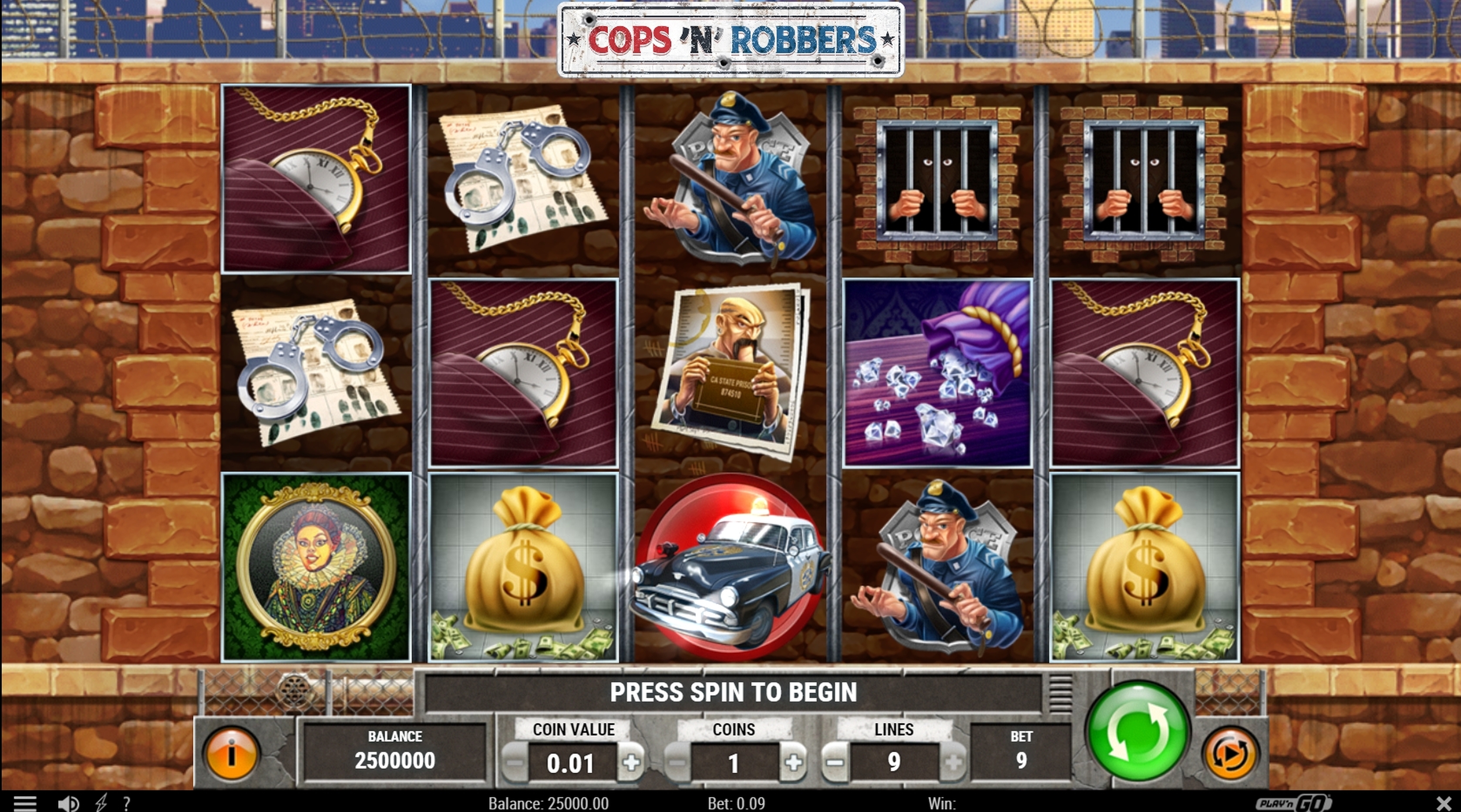 Reels in Cops 'N' Robbers 2018 Slot Game by Playn GO