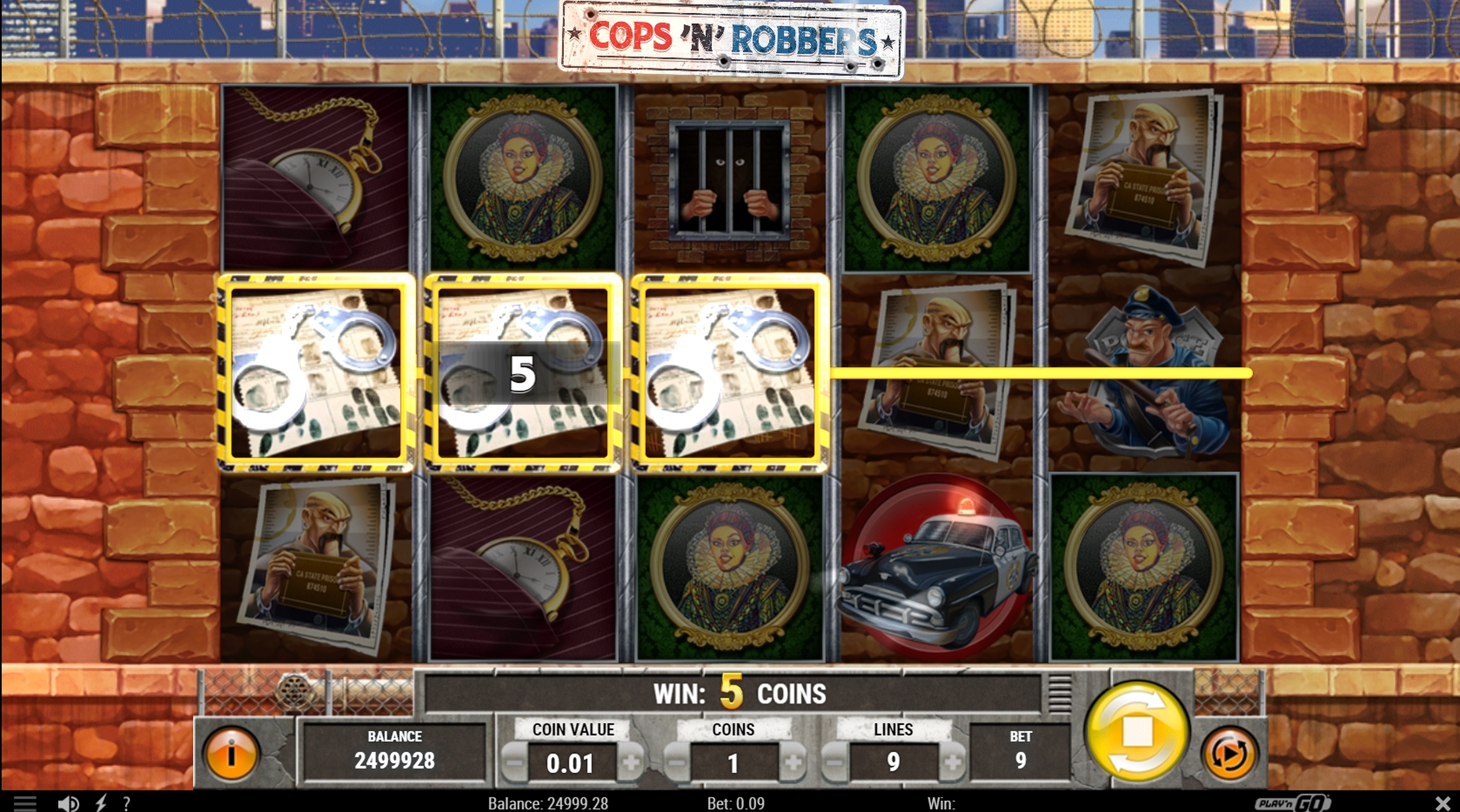 Win Money in Cops 'N' Robbers 2018 Free Slot Game by Playn GO