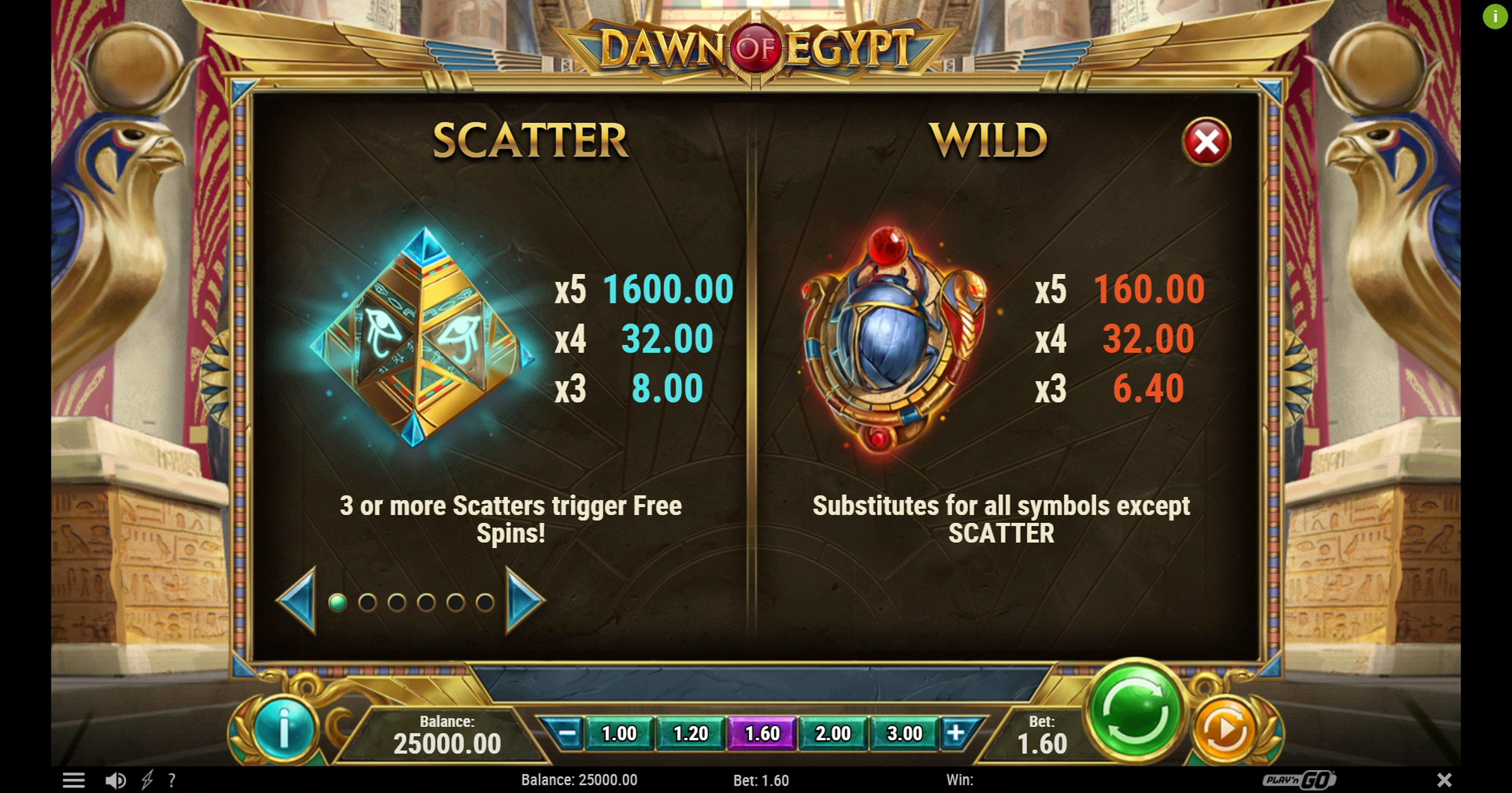 Info of Dawn of Egypt Slot Game by Playn GO
