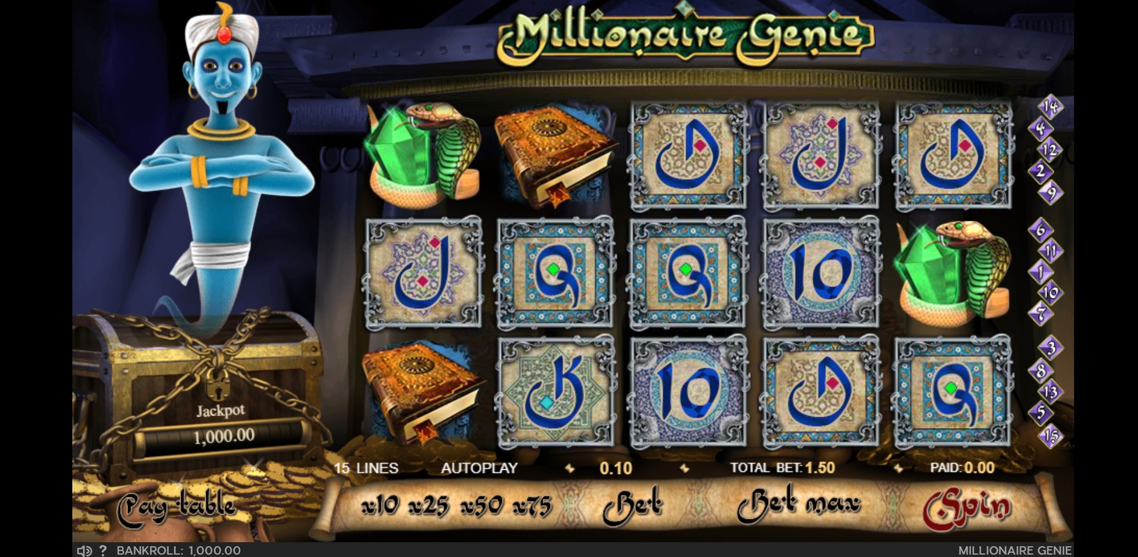 Reels in Millionaire Genie Slot Game by GVG