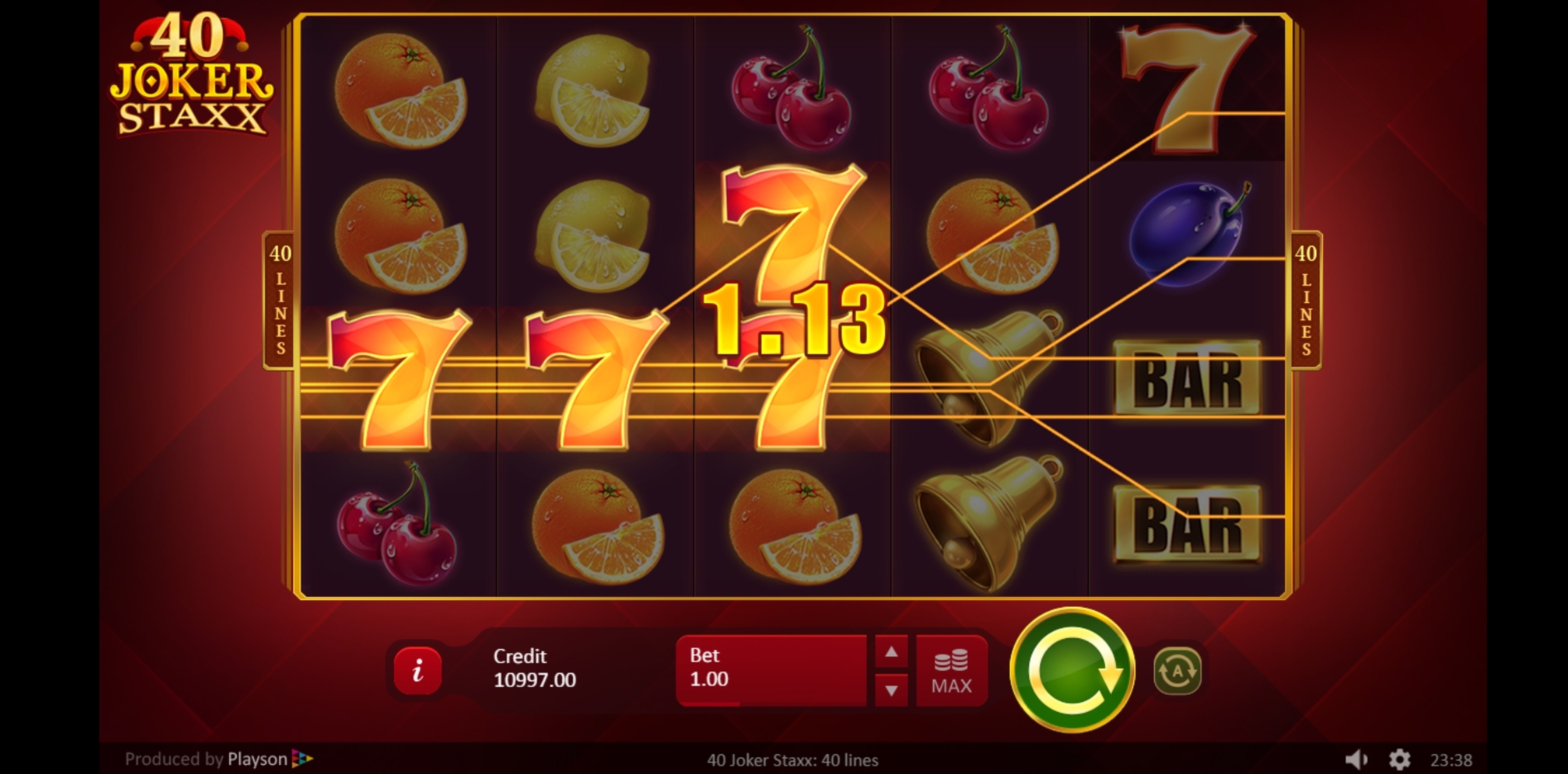 Win Money in 40 Joker Staxx: 40 lines Free Slot Game by Playson