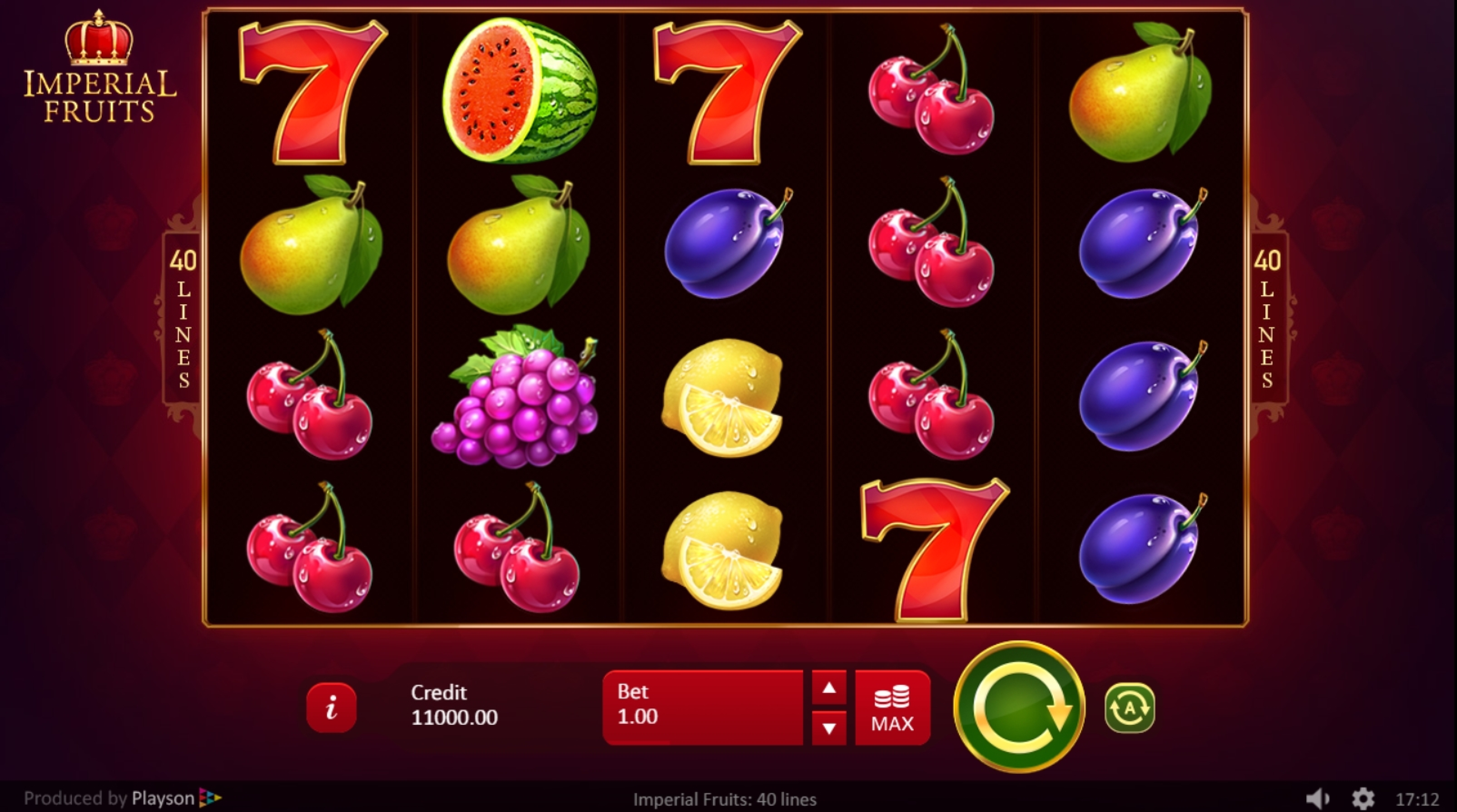 Reels in Imperial Fruits: 40 lines Slot Game by Playson