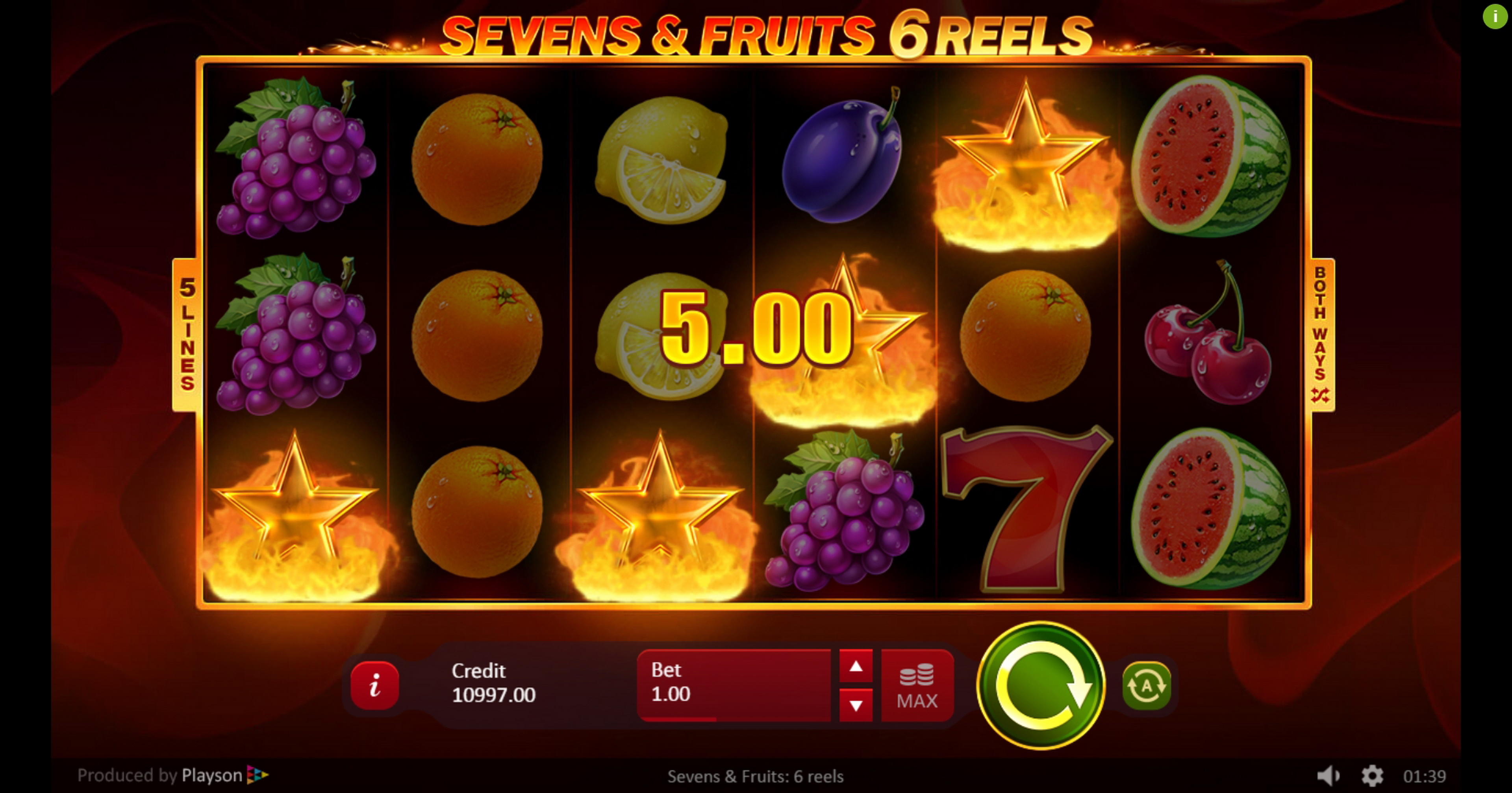 Win Money in Sevens and Fruits: 6 Reels Free Slot Game by Playson