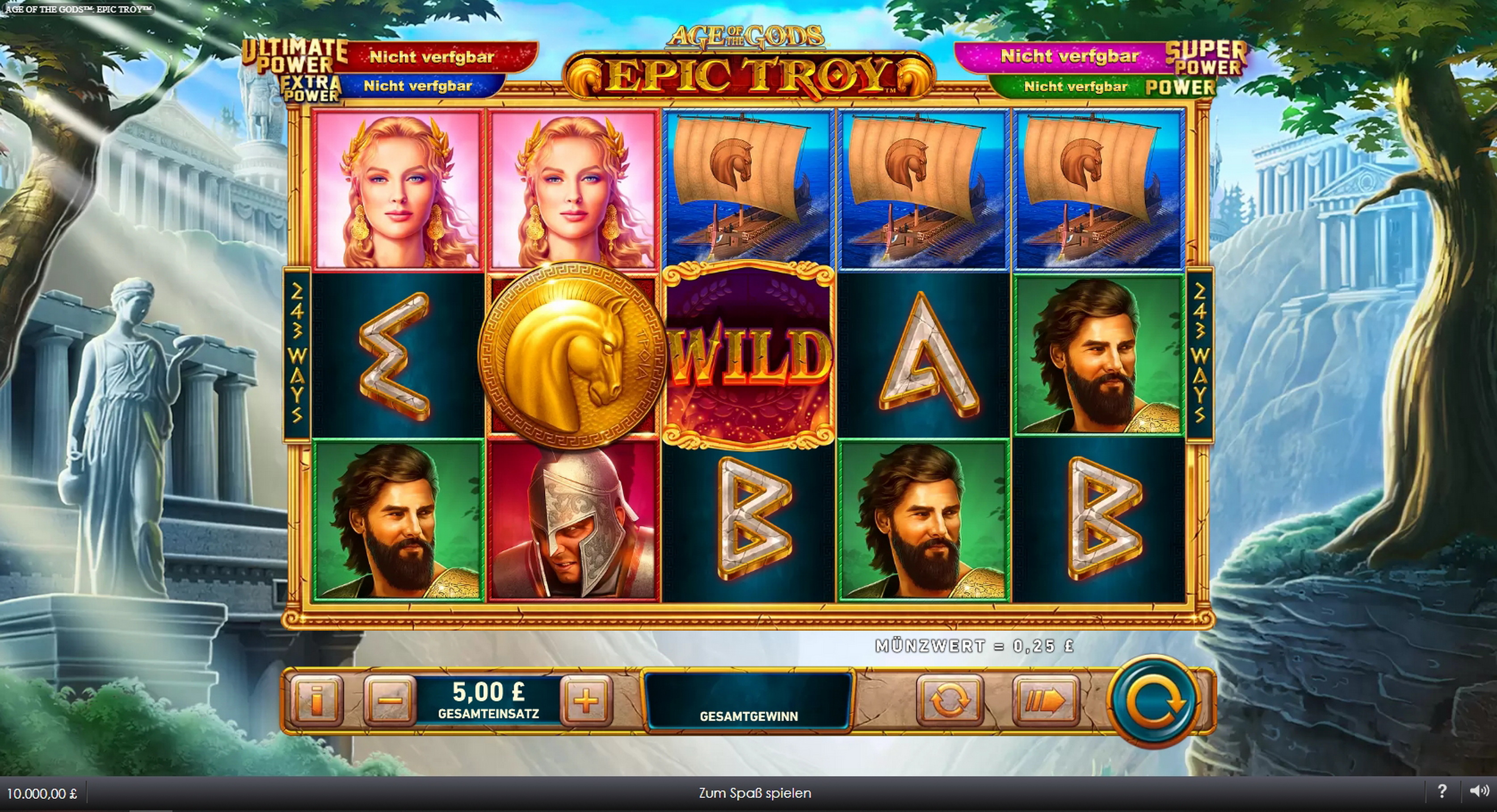 Reels in Age of the Gods Epic Troy Slot Game by Playtech