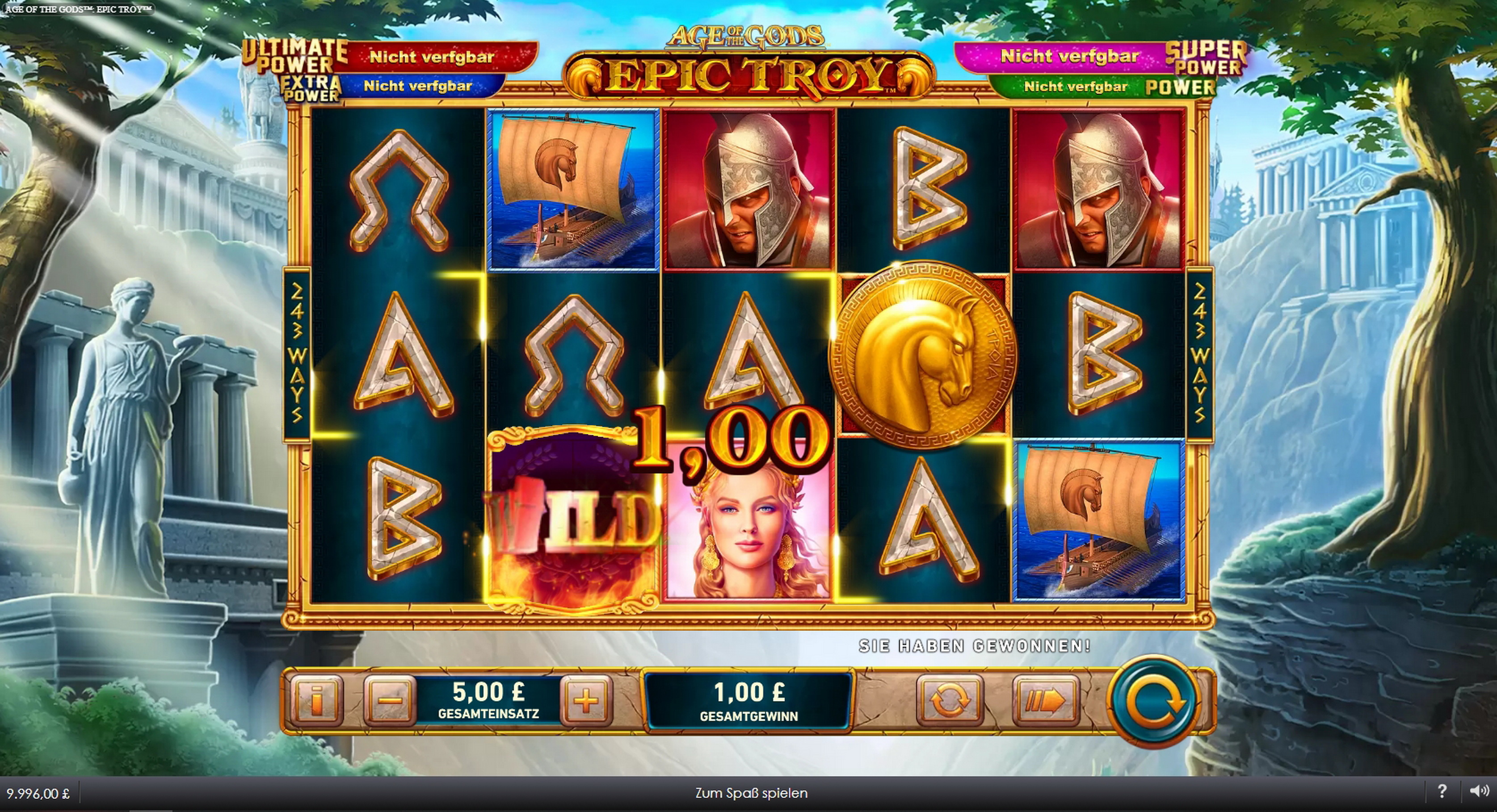 Win Money in Age of the Gods Epic Troy Free Slot Game by Playtech