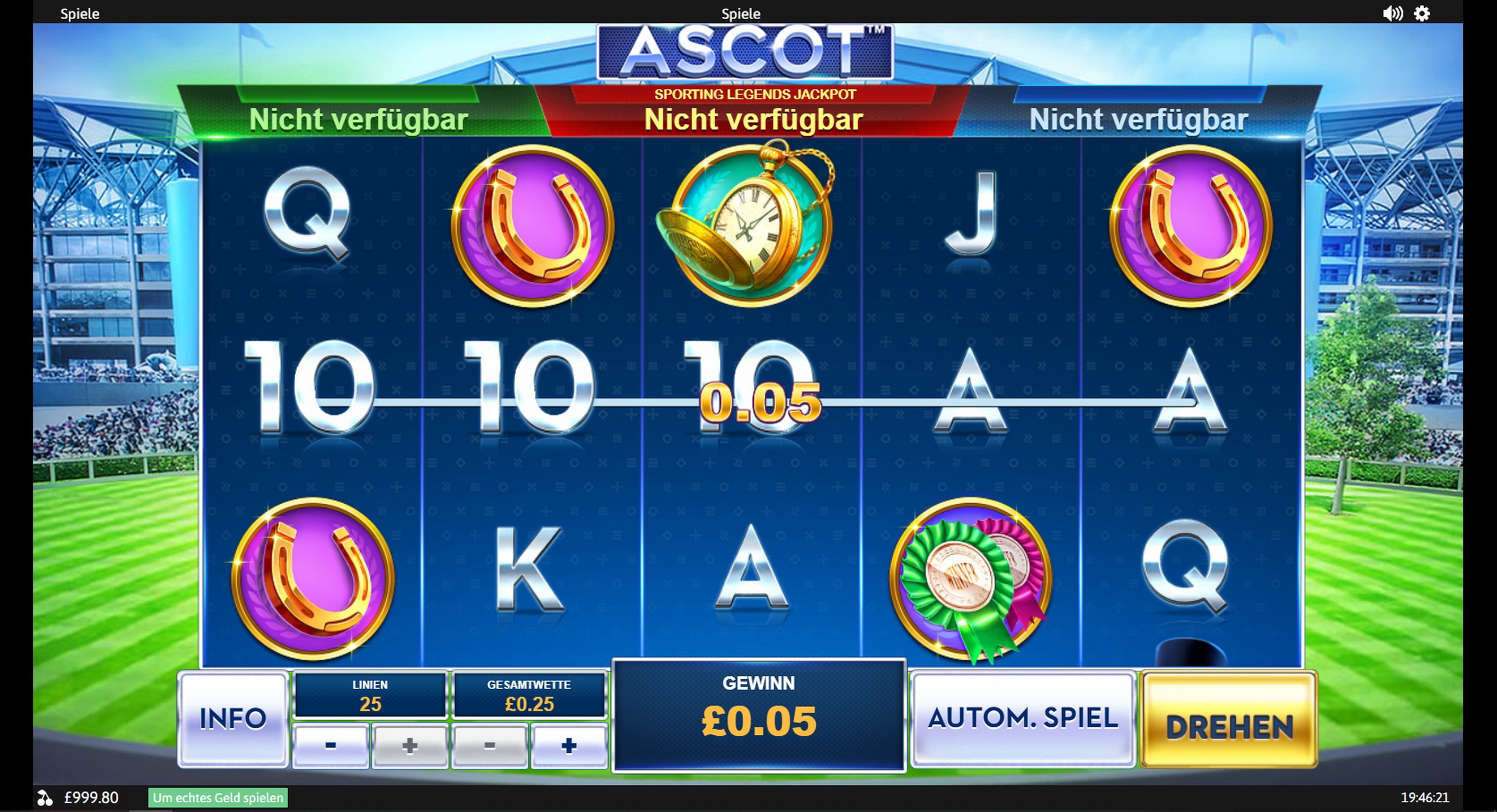 Win Money in Ascot - Sporting Legends Free Slot Game by Playtech