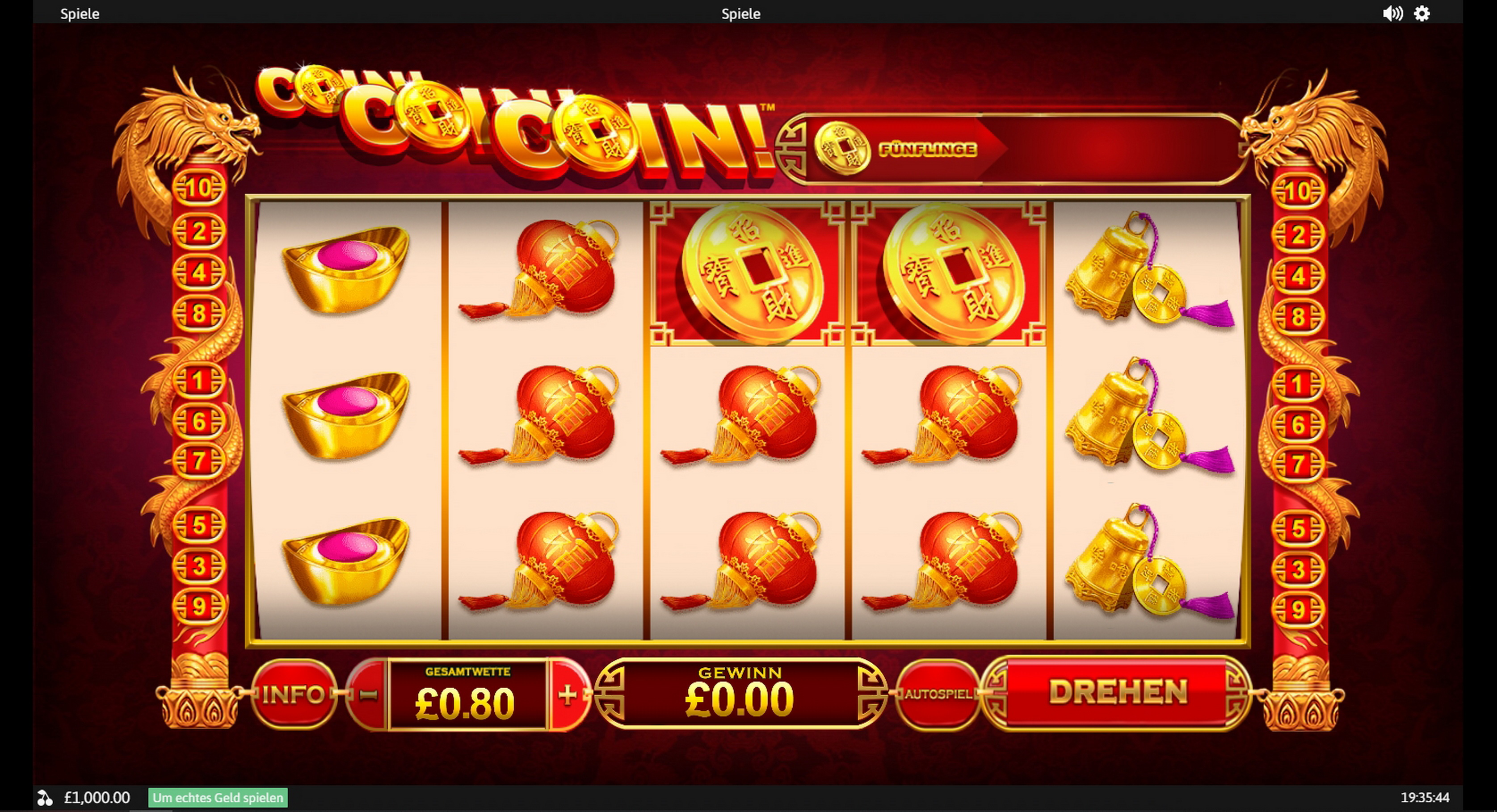 Reels in Coin! Coin! Coin! Slot Game by Playtech