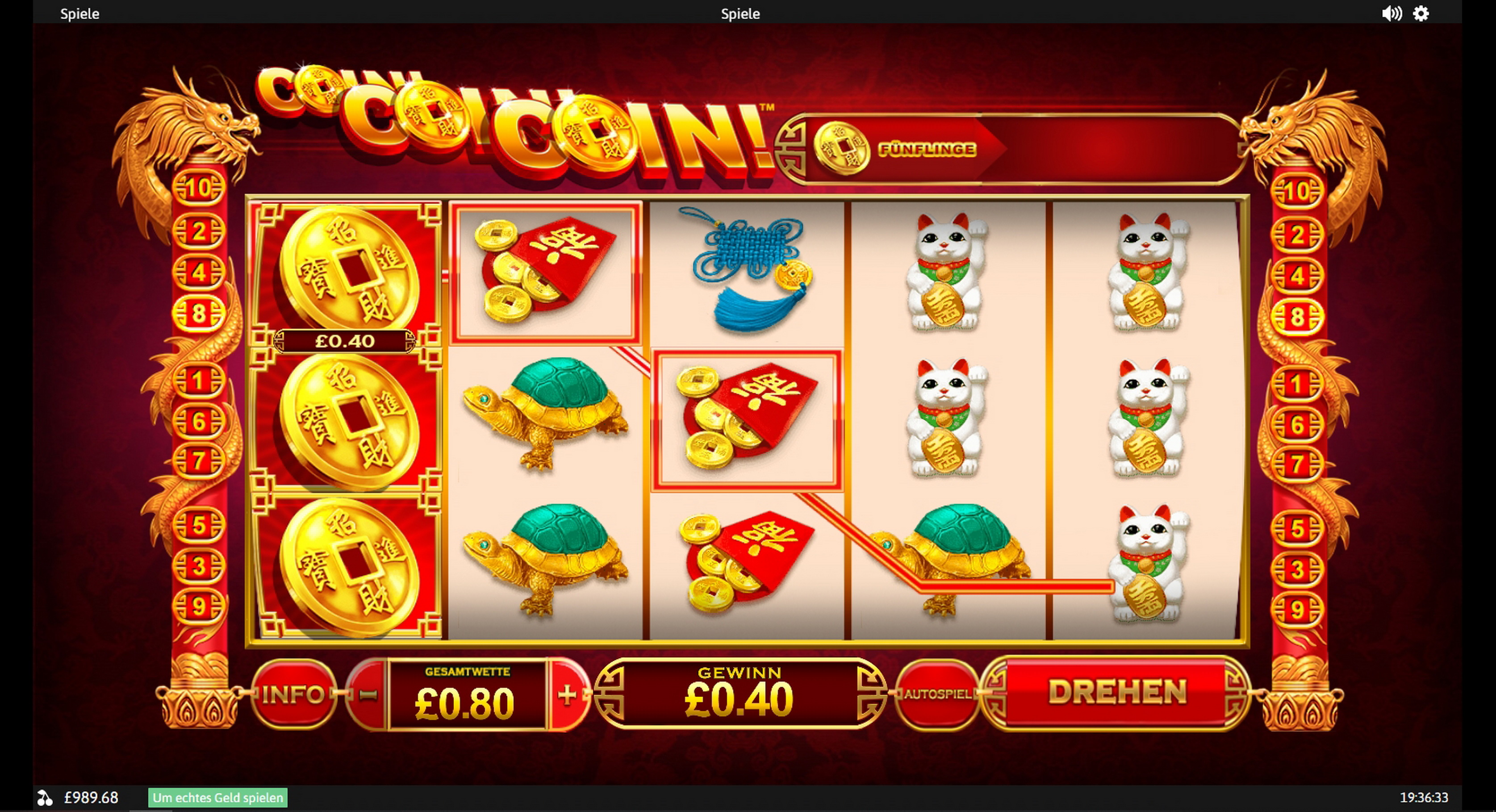 Win Money in Coin! Coin! Coin! Free Slot Game by Playtech