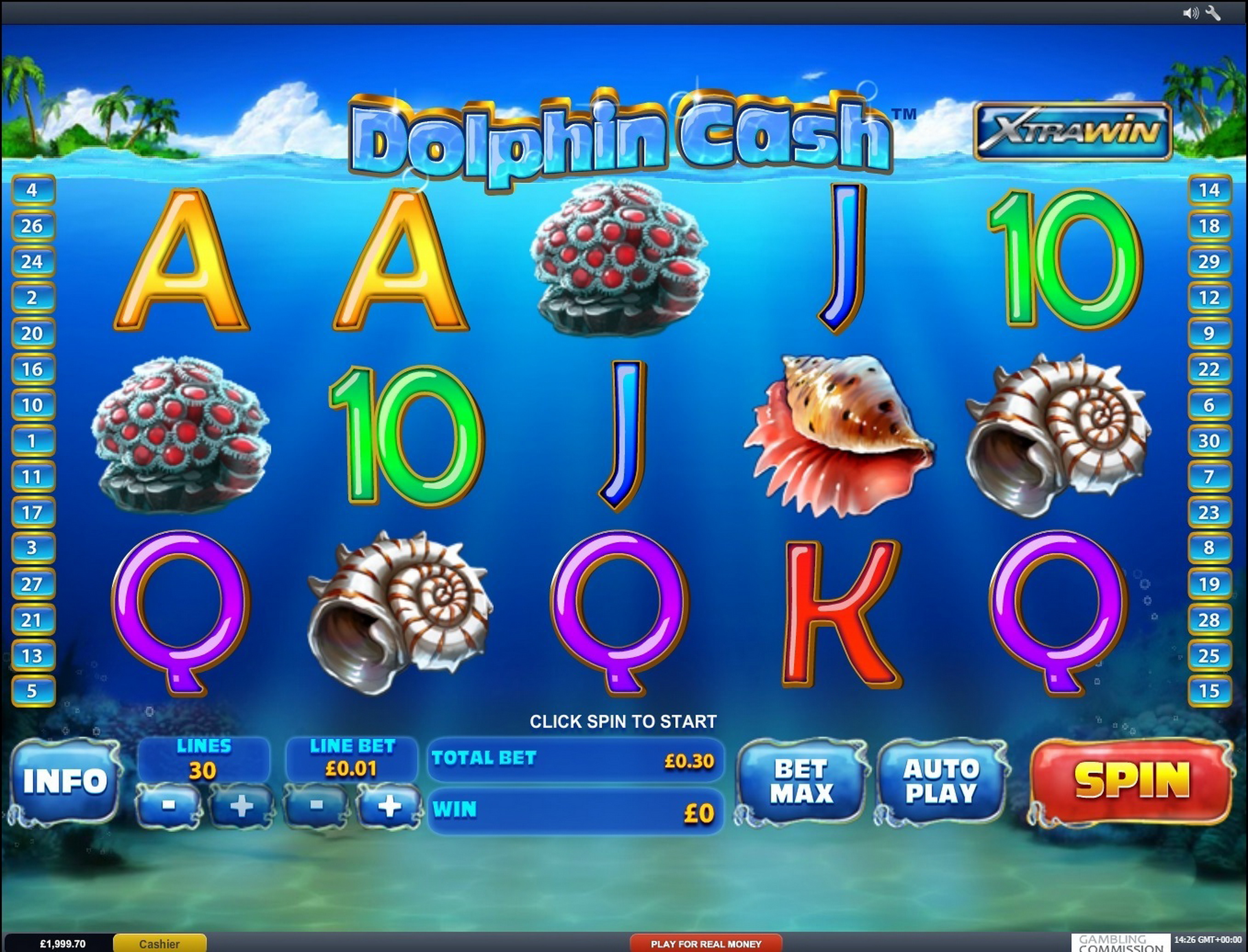Reels in Dolphin Cash Slot Game by Playtech