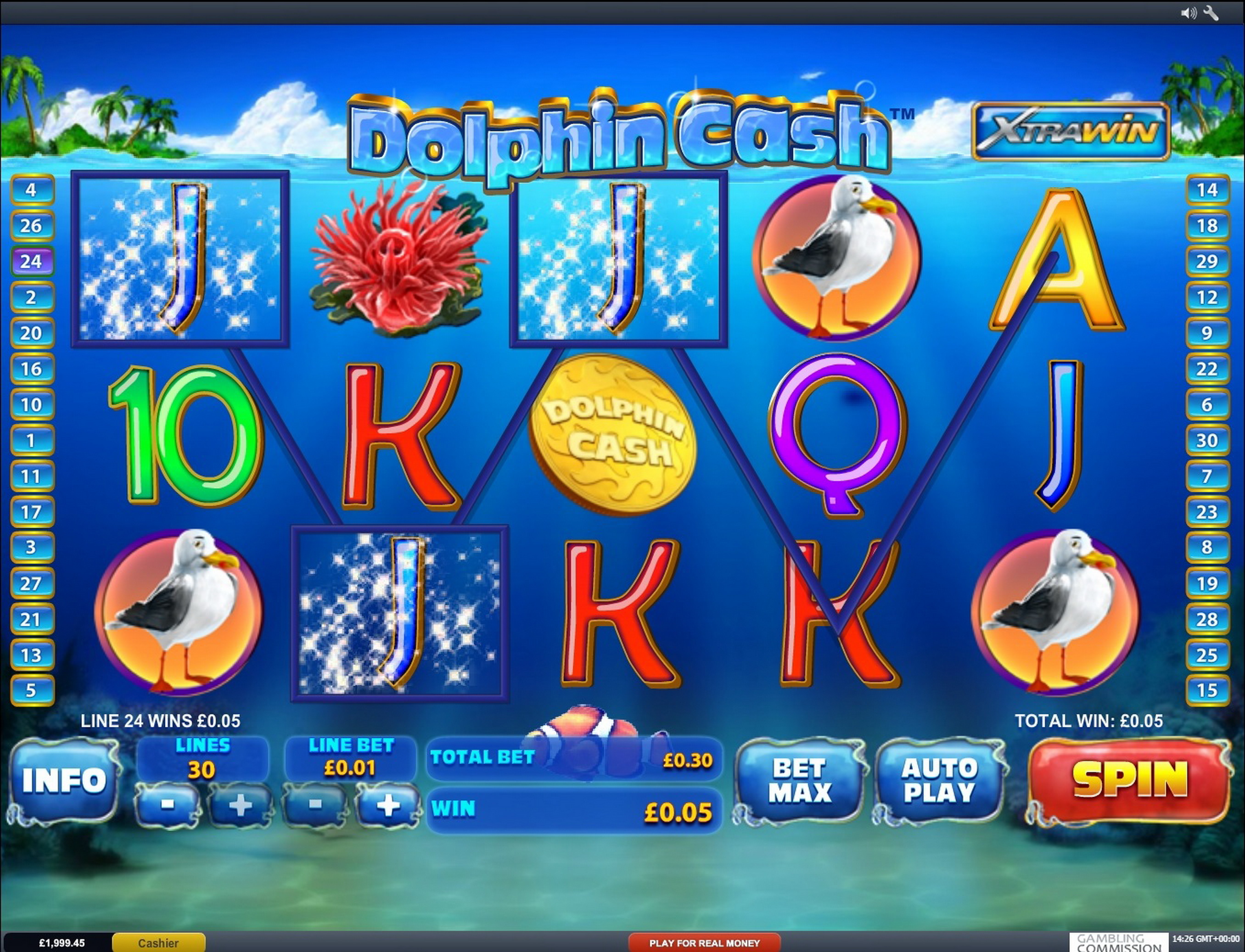Win Money in Dolphin Cash Free Slot Game by Playtech