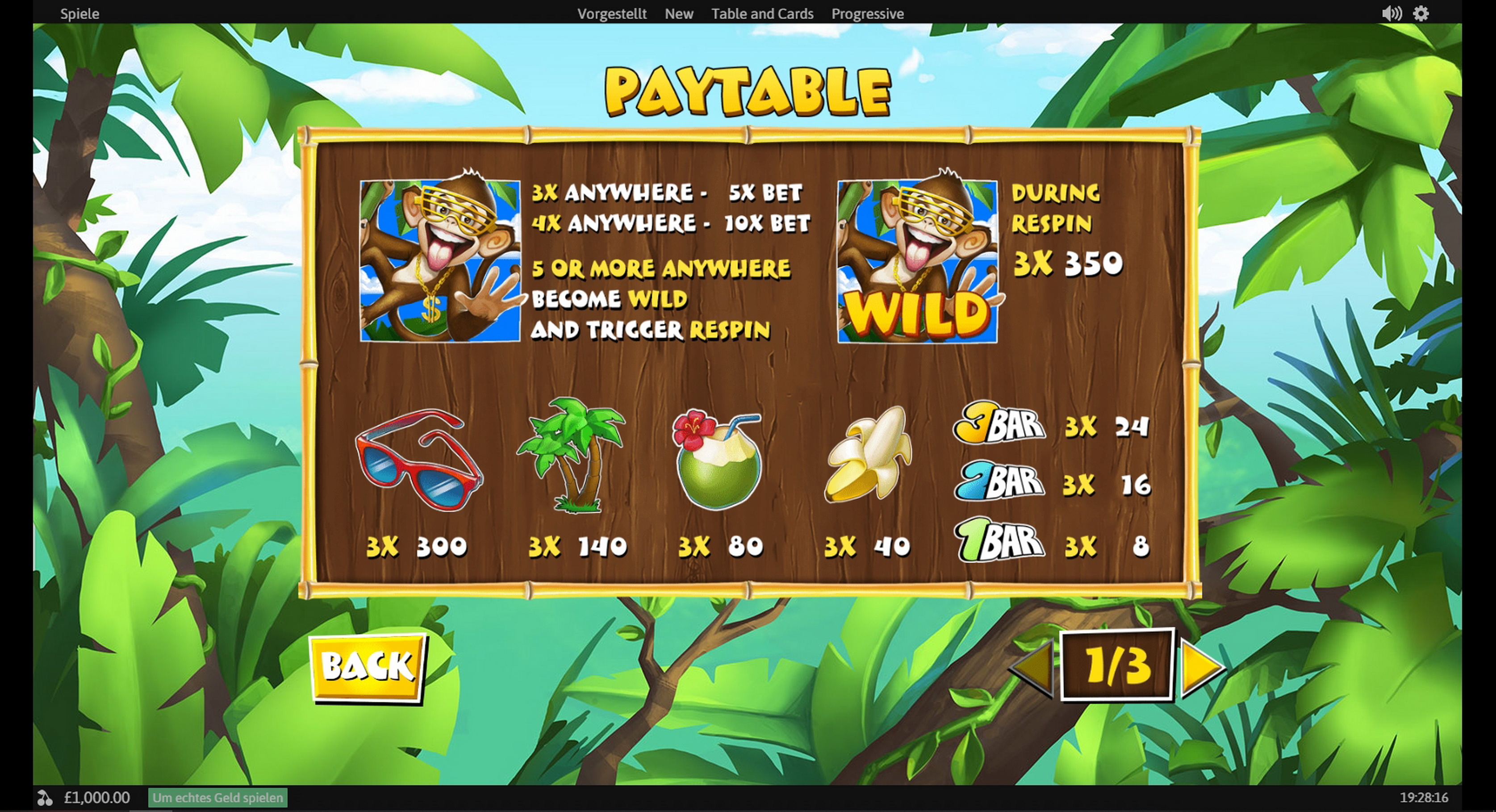 Info of Monkey Mania Slot Game by Playtech Origins