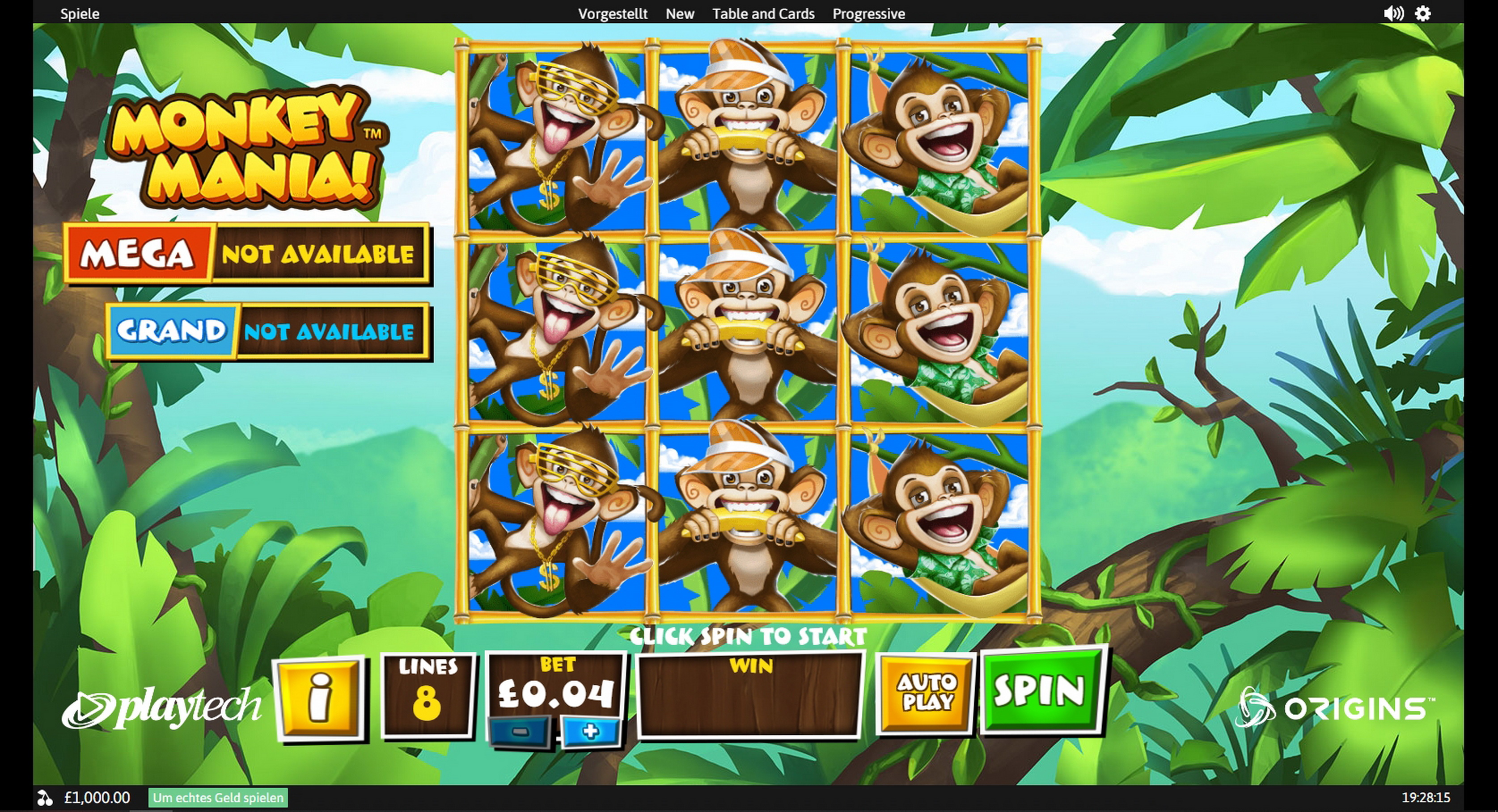 Reels in Monkey Mania Slot Game by Playtech Origins