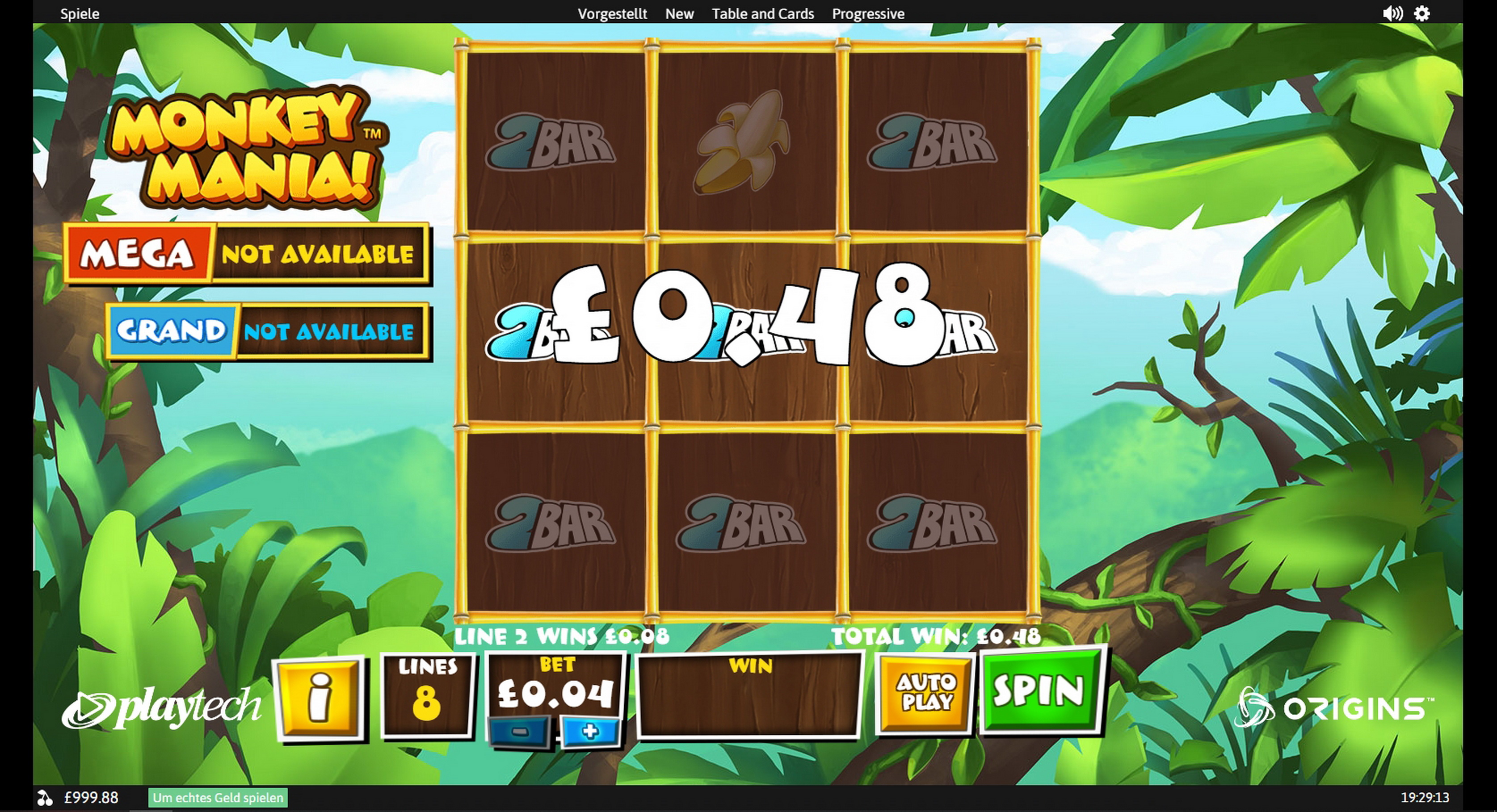 Win Money in Monkey Mania Free Slot Game by Playtech Origins