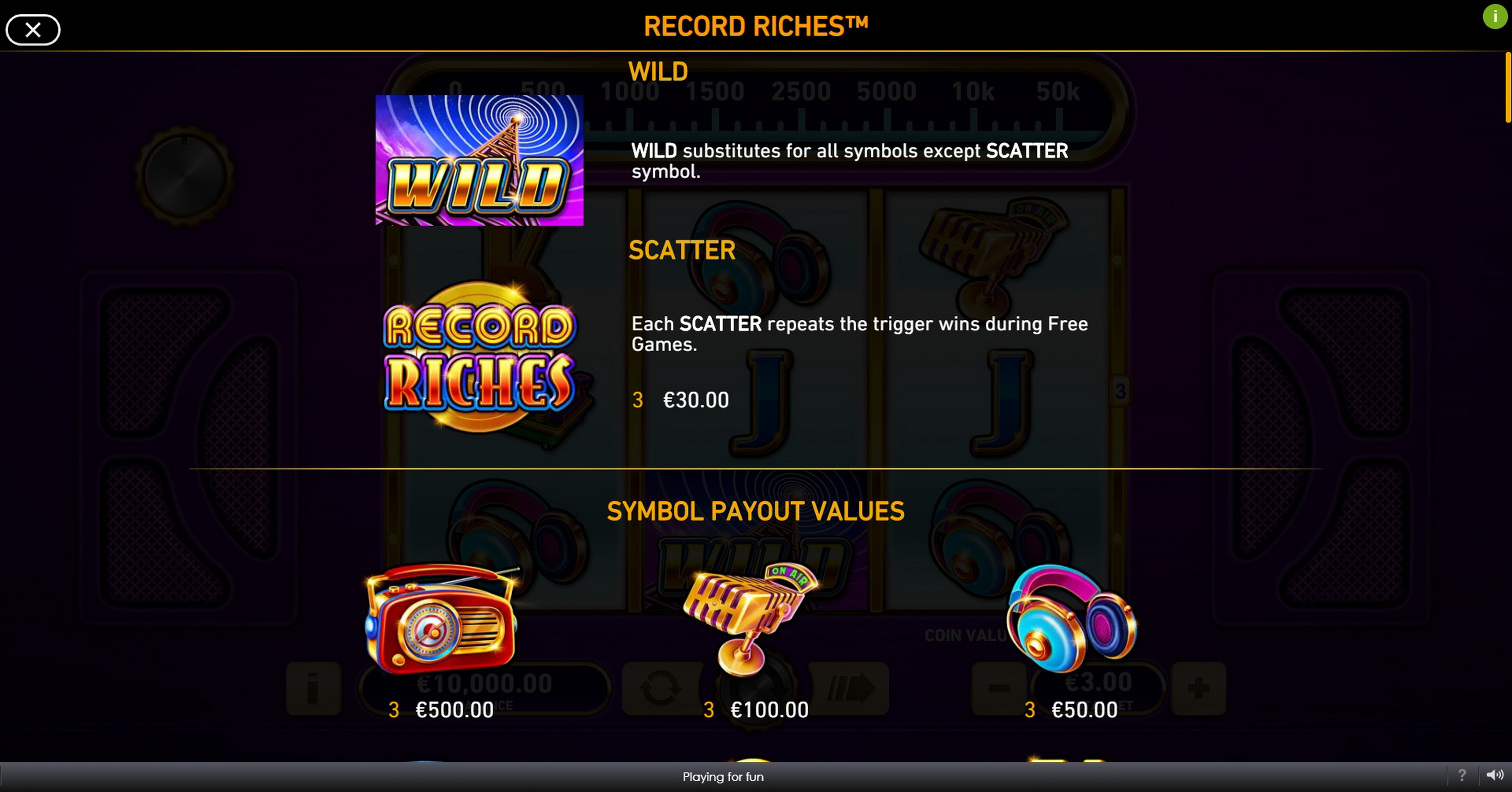 Info of Record Riches! Slot Game by Playtech