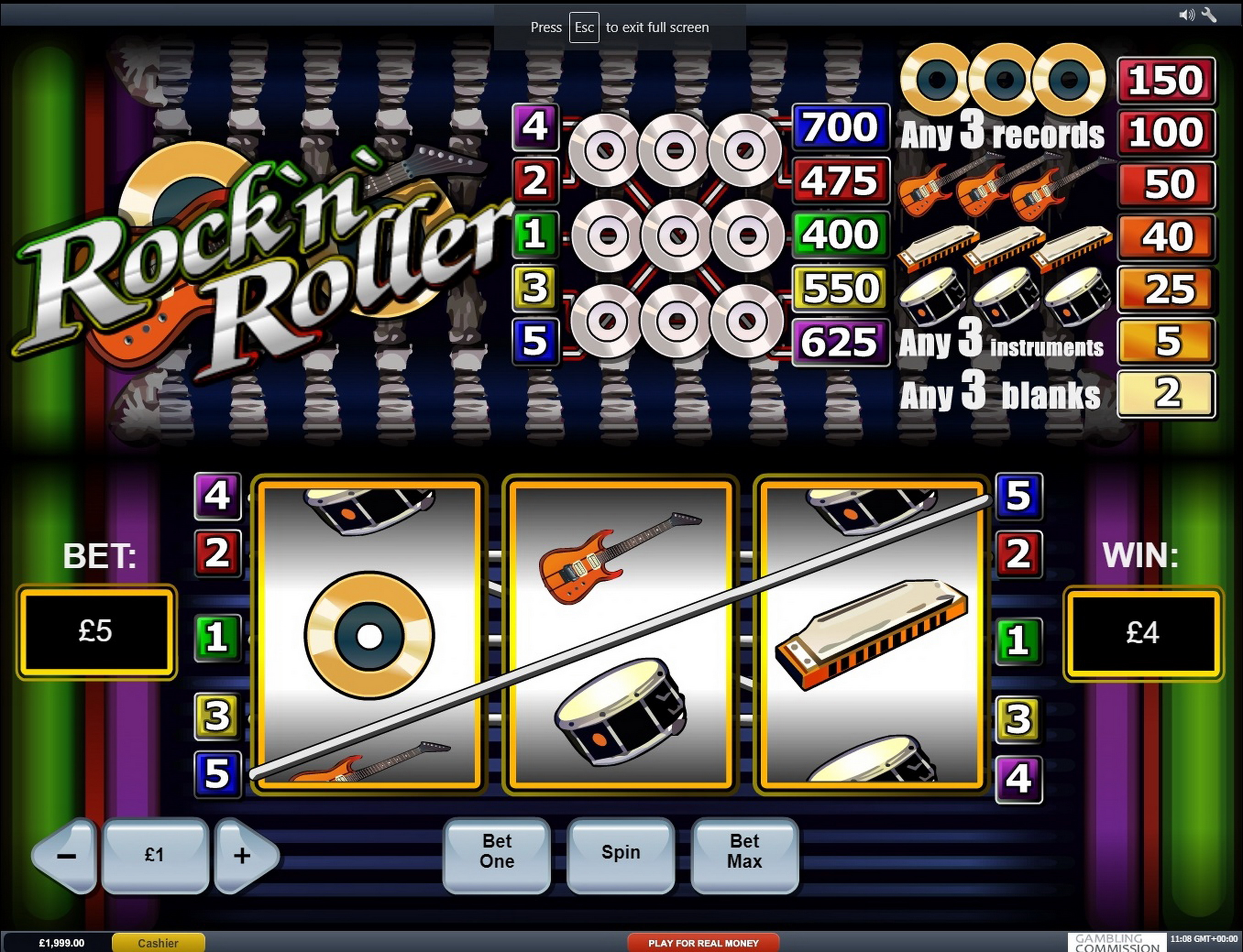 Win Money in Rock n Roller Free Slot Game by Playtech