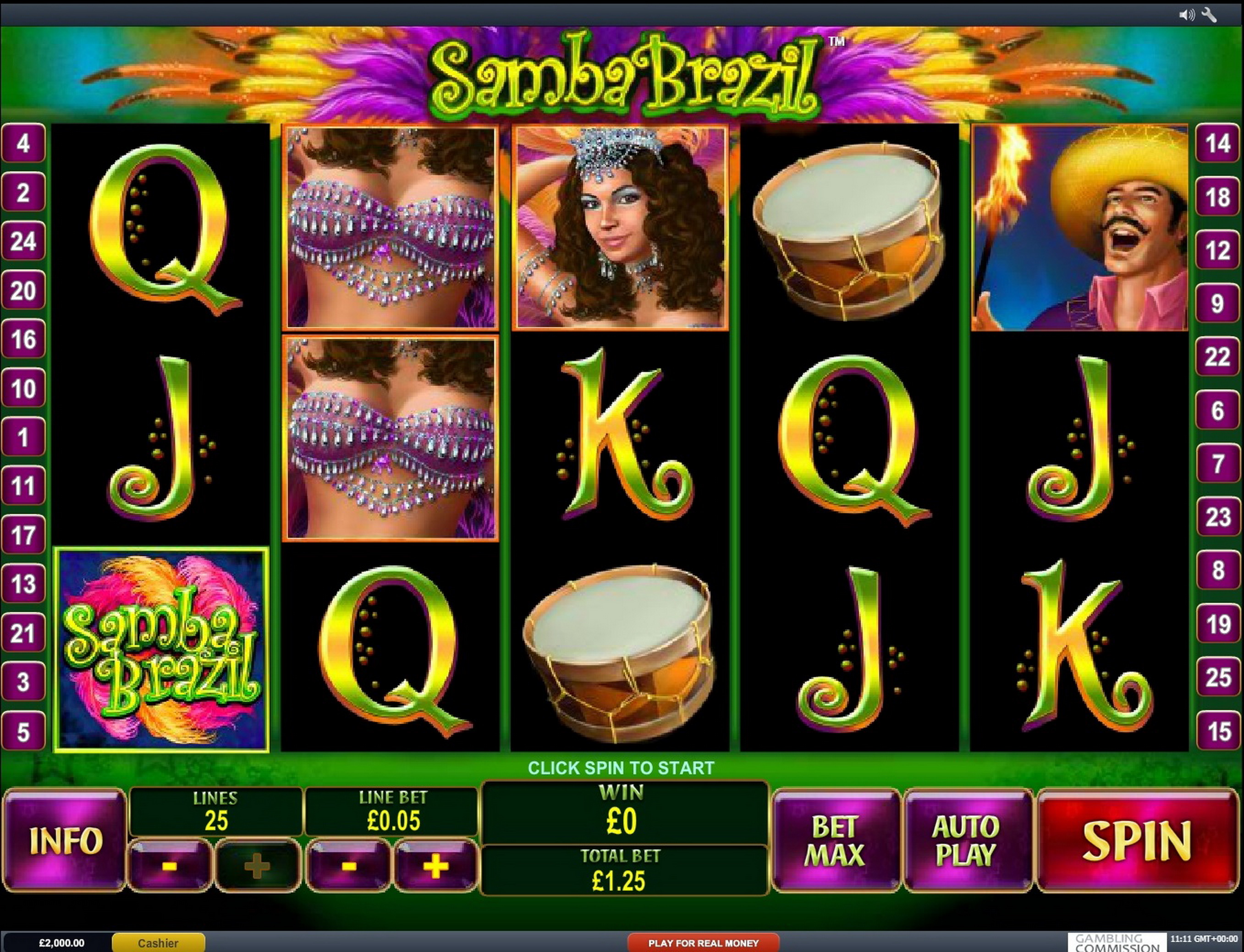 Reels in Samba Brazil Slot Game by Playtech
