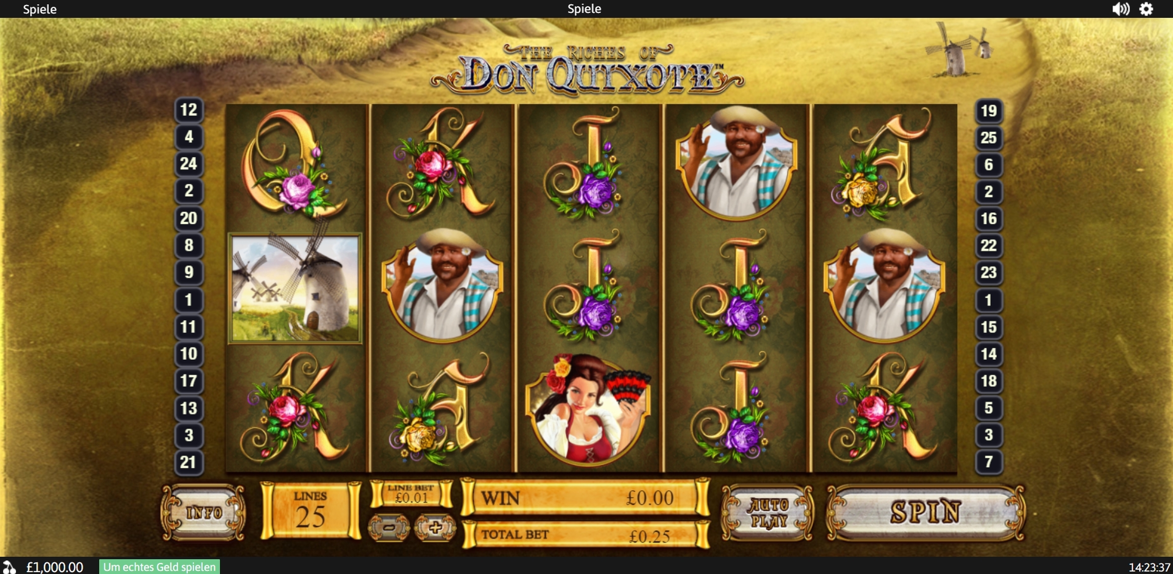 Reels in The Riches of Don Quixote Slot Game by Playtech