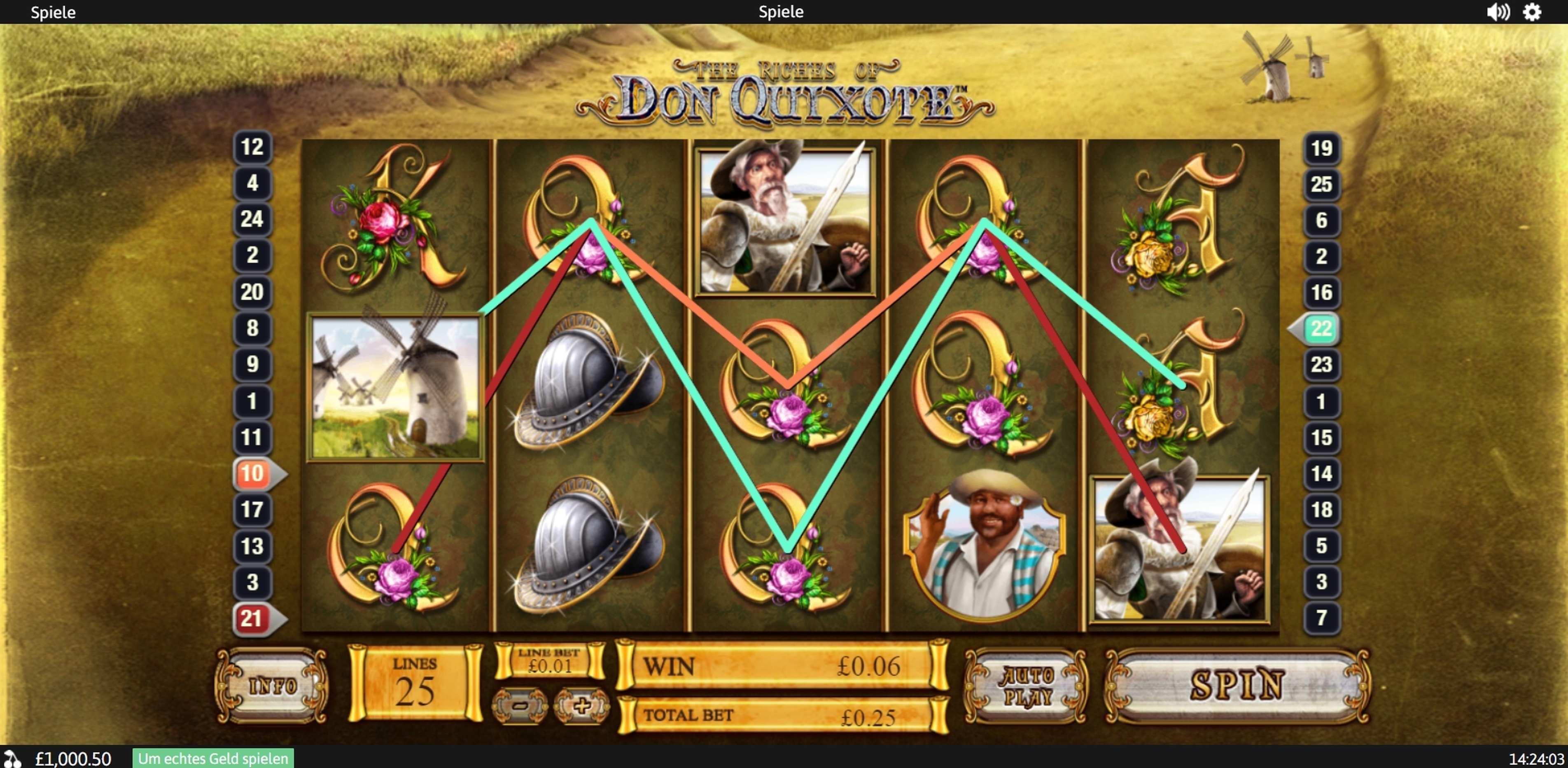 Win Money in The Riches of Don Quixote Free Slot Game by Playtech