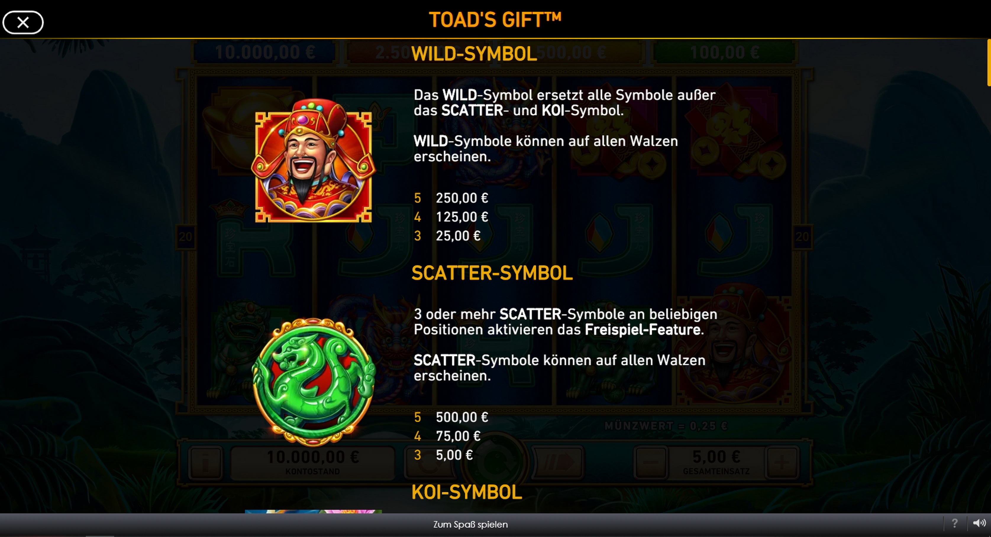 Info of Toads Gift Slot Game by Playtech