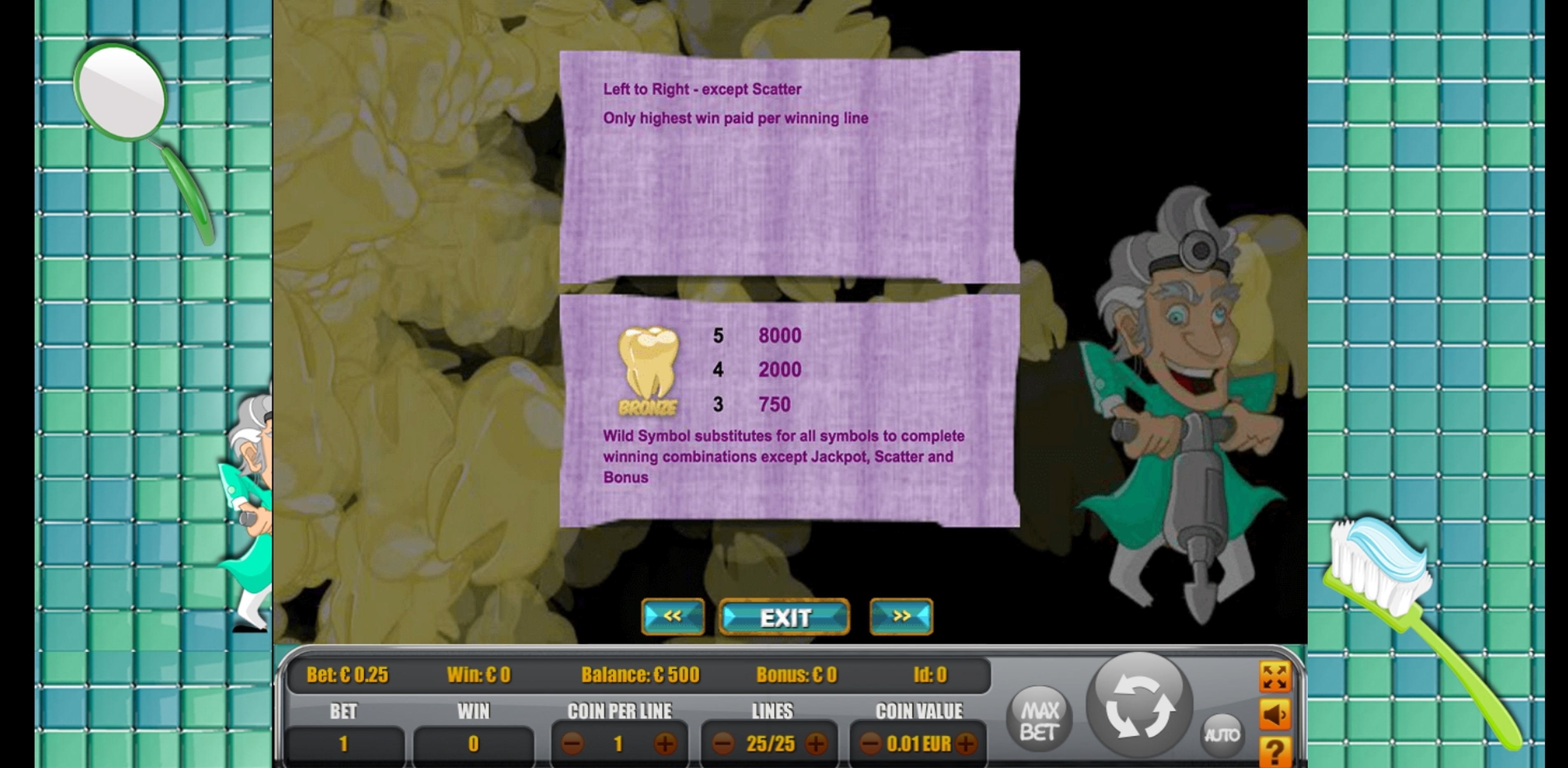 Info of Crazy Dentist Slot Game by Portomaso Gaming
