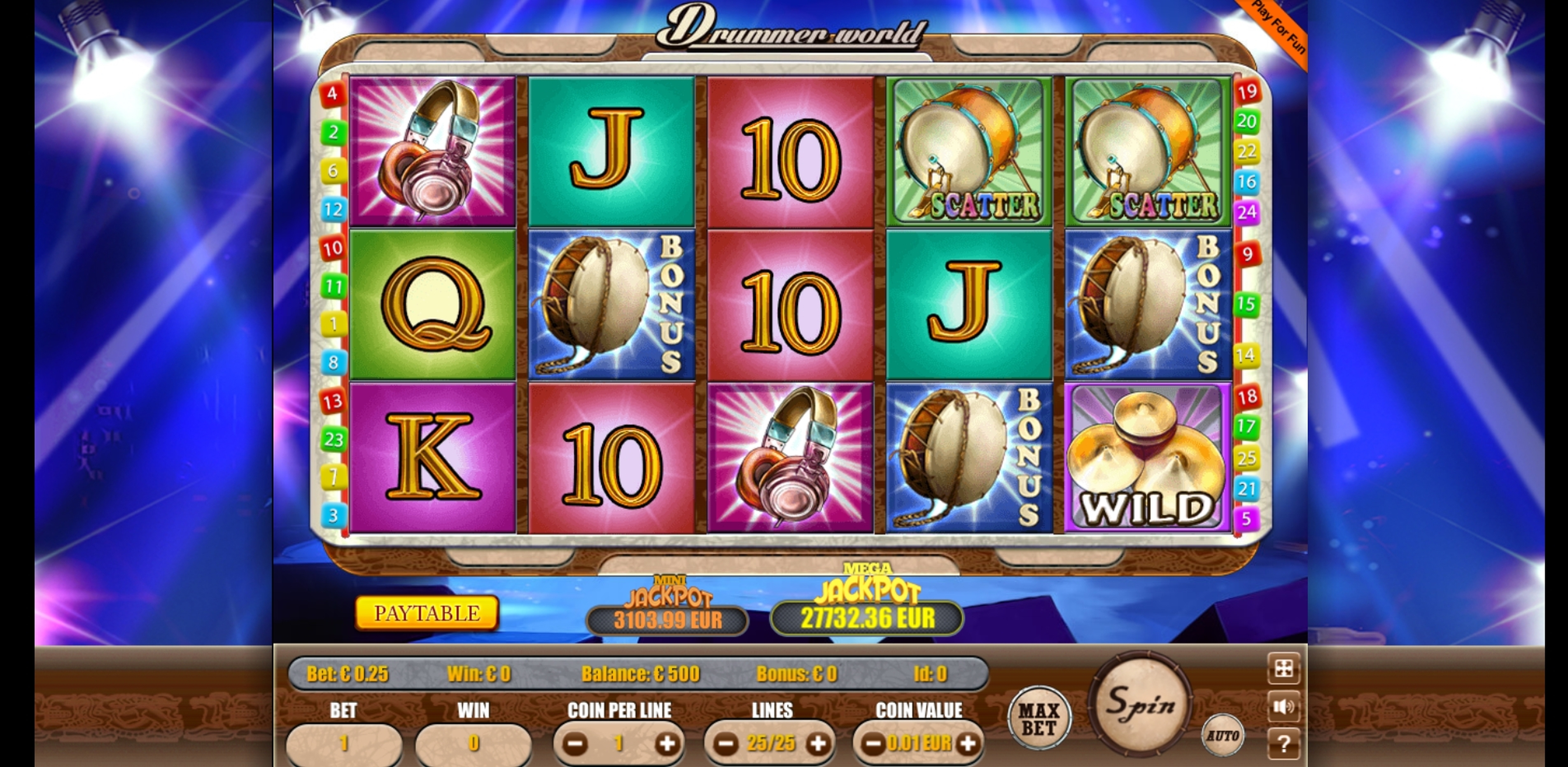 Reels in Drummer World Slot Game by Portomaso Gaming