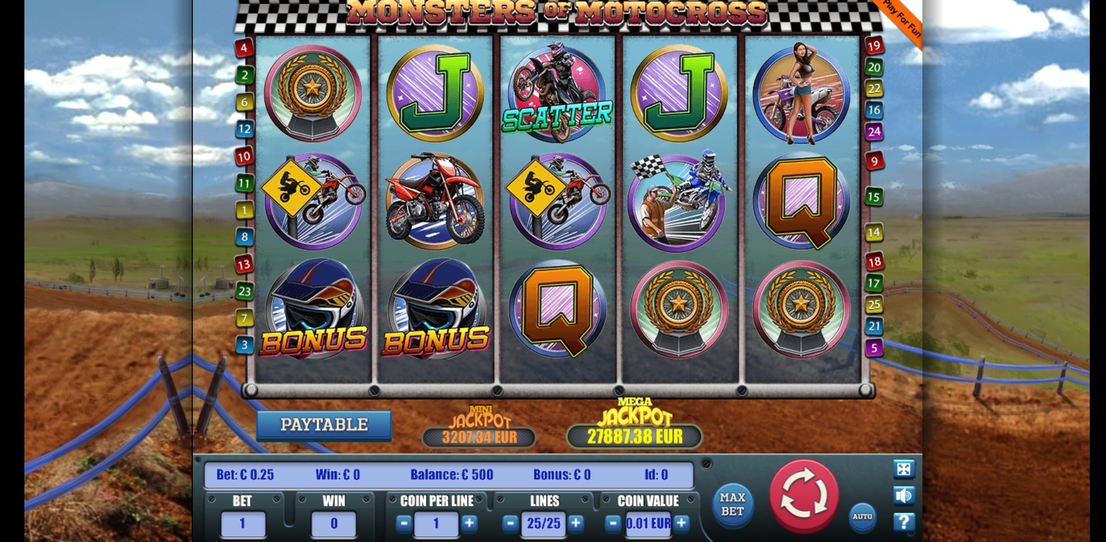 Reels in Monster of motocross Slot Game by Portomaso Gaming