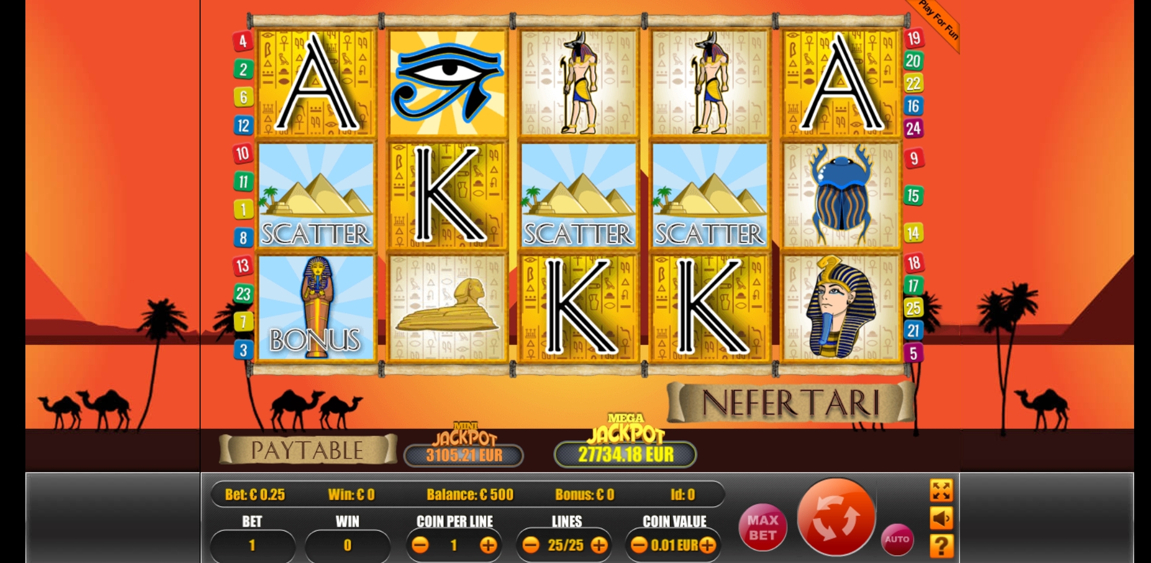 Reels in Nefertari Slot Game by Portomaso Gaming