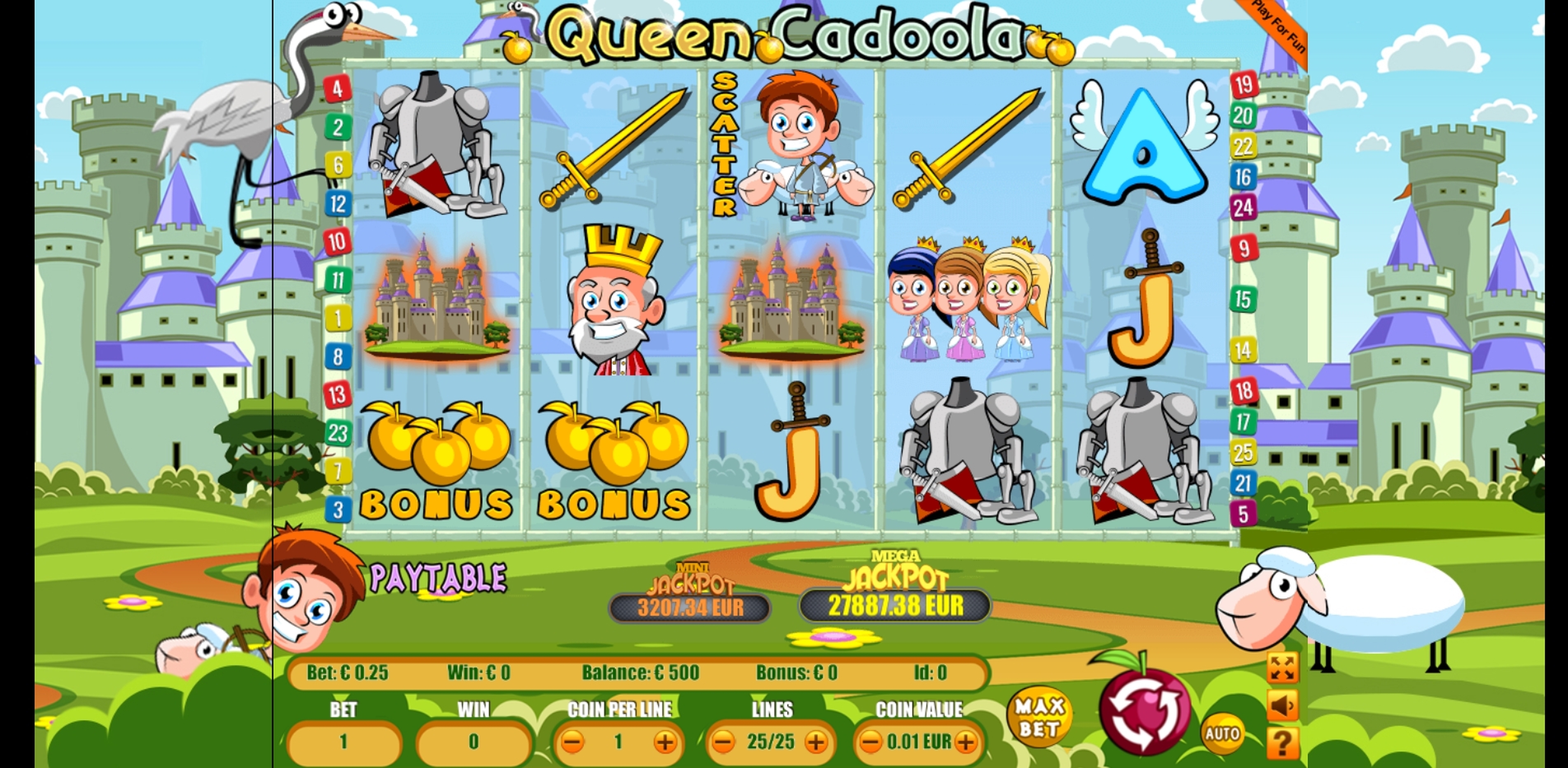 Reels in Queen Cadoola Slot Game by Portomaso Gaming