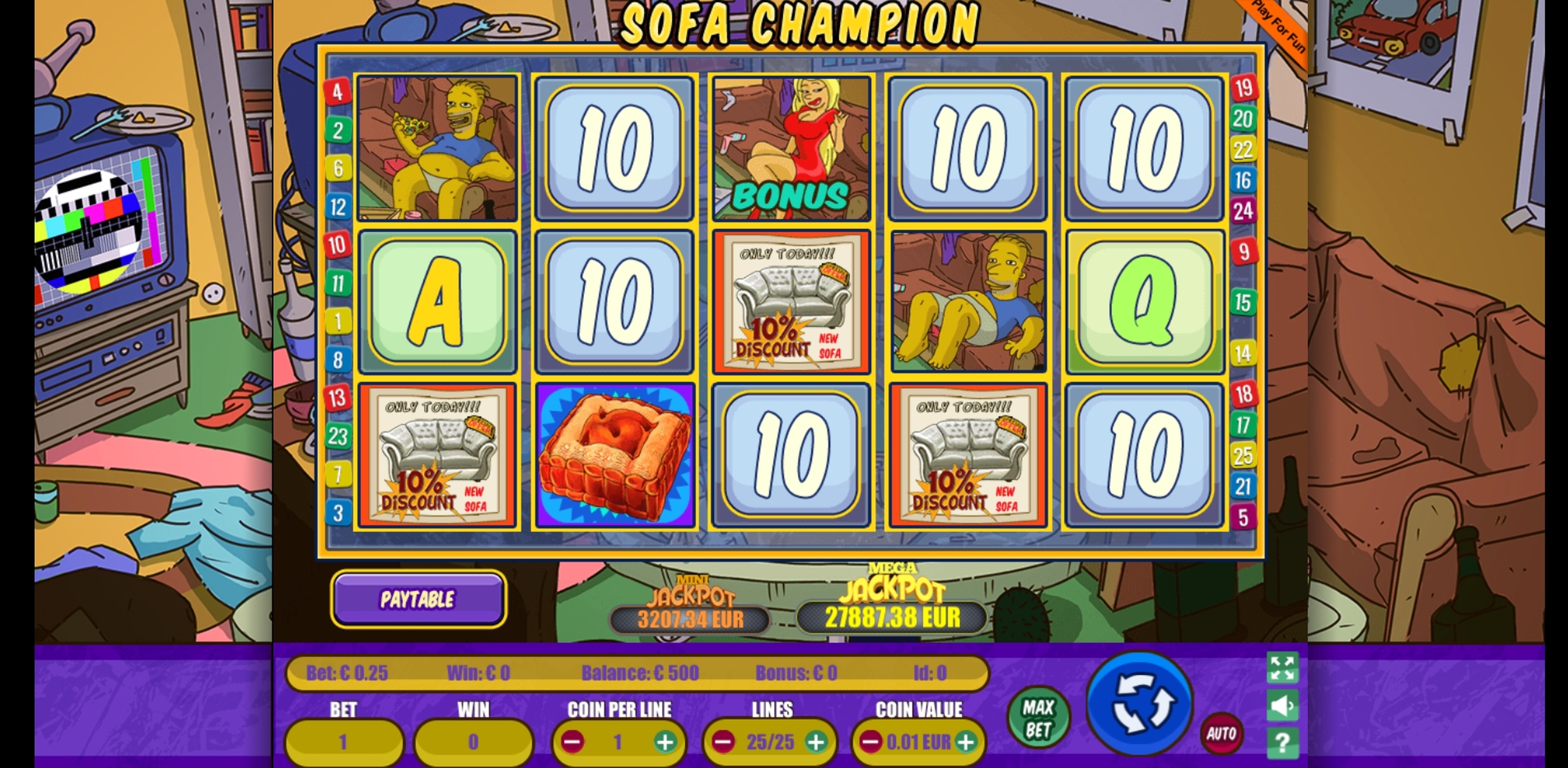 Reels in Sofa Champion Slot Game by Portomaso Gaming